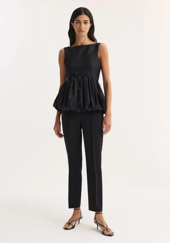Voluminous boat-neck top | black made by Rohe