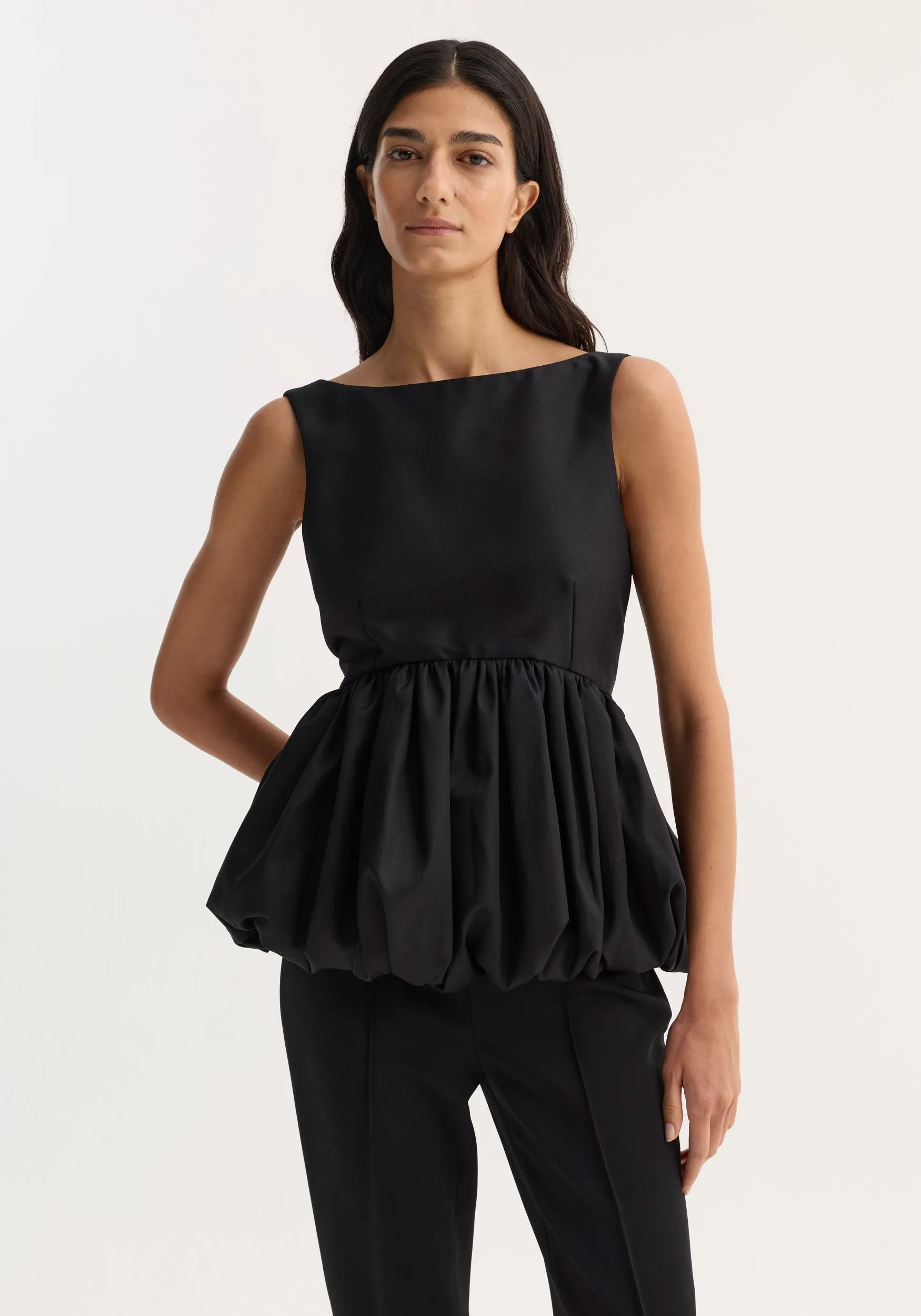 Voluminous boat-neck top | black sold by Rohe product image thumbnail 2