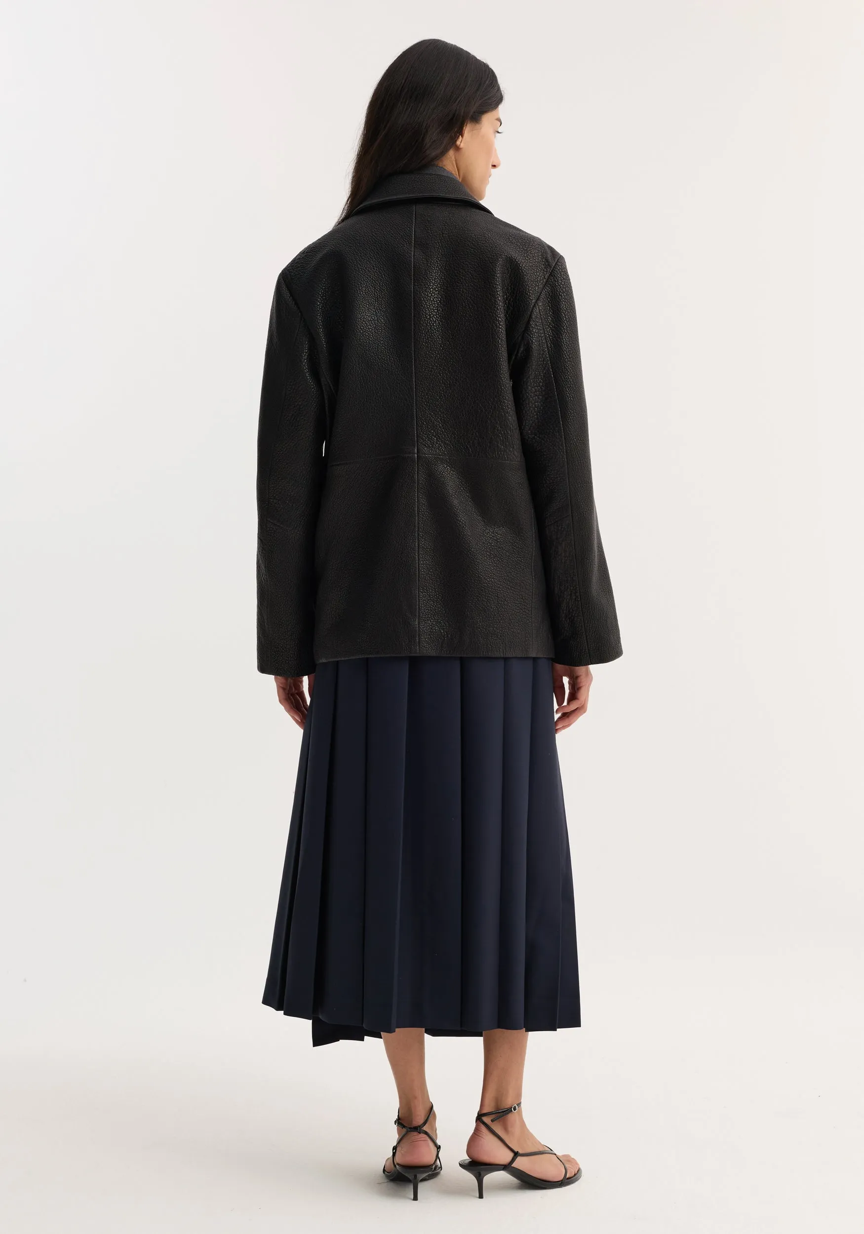 Leather jacket with small lapel | black sold by Rohe product image thumbnail 4