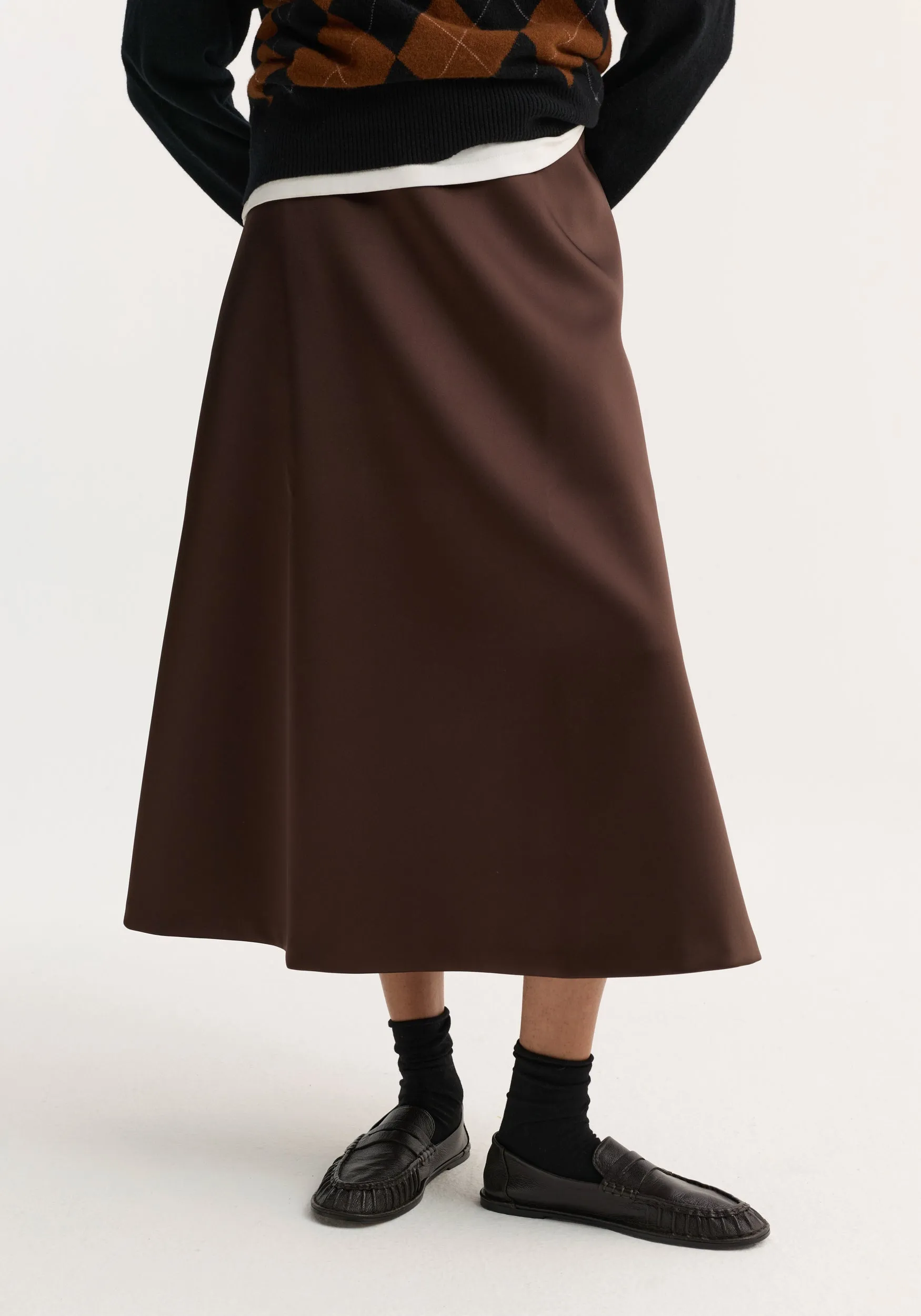 Voluminous a-line skirt | espresso sold by Rohe product image thumbnail 4