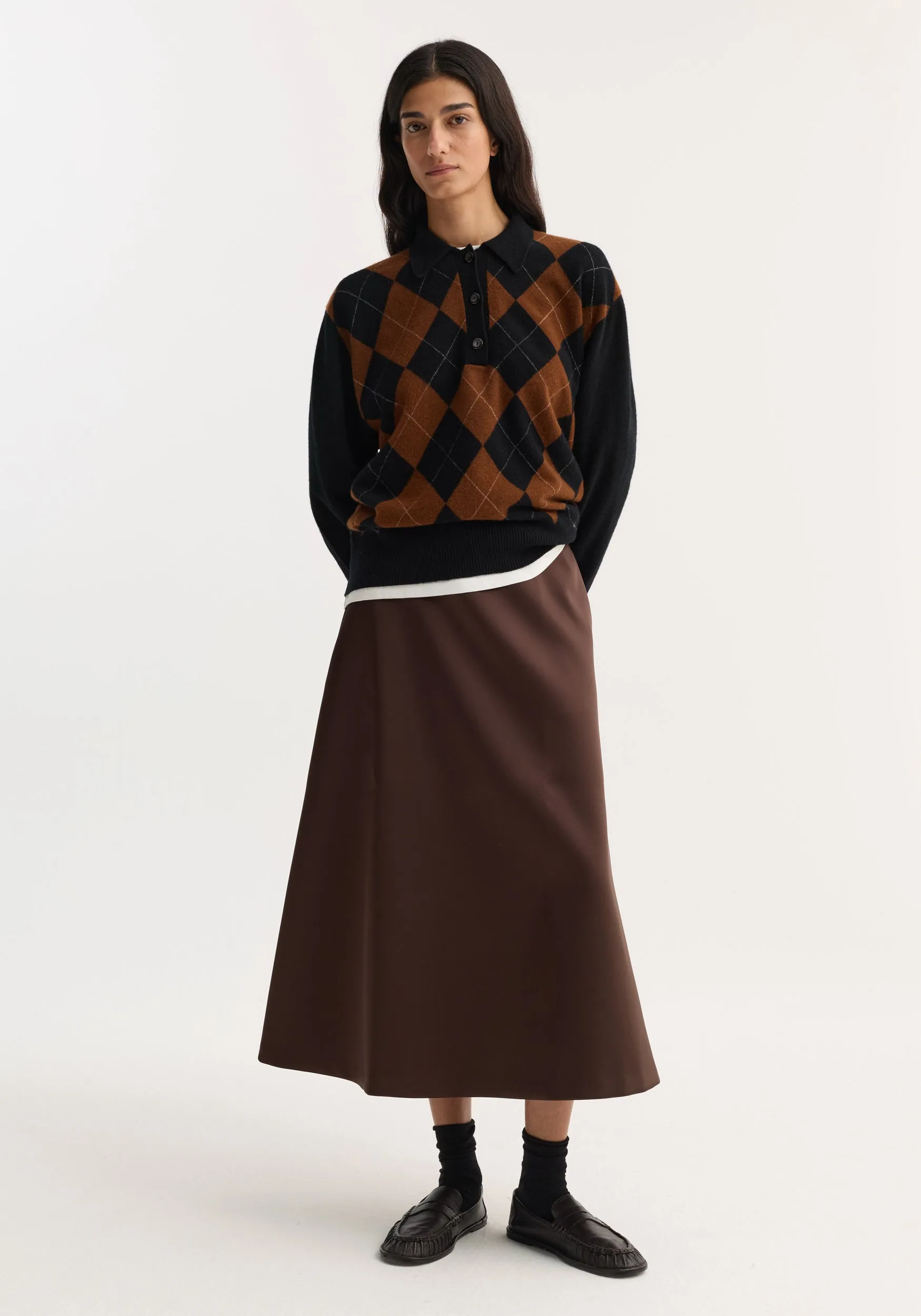Voluminous a-line skirt | espresso sold by Rohe