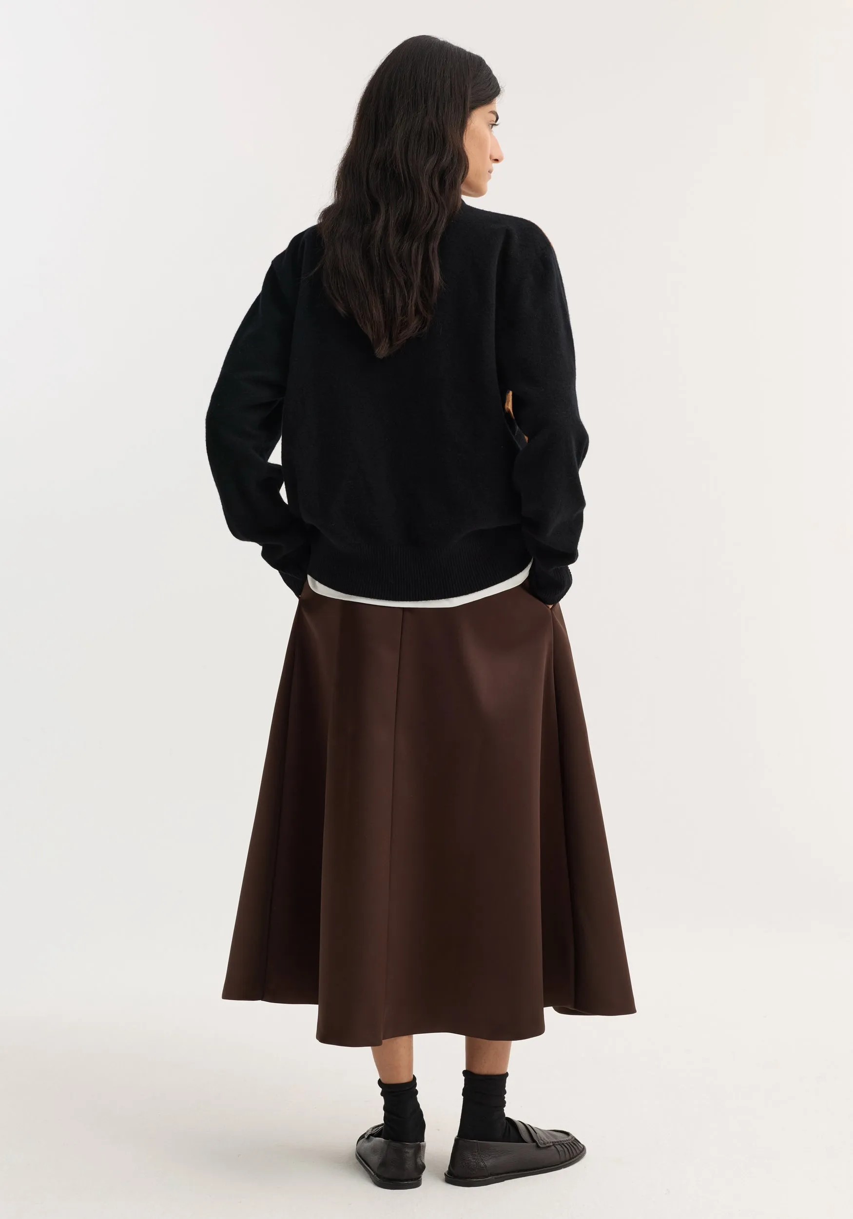 Voluminous a-line skirt | espresso sold by Rohe product image thumbnail 3