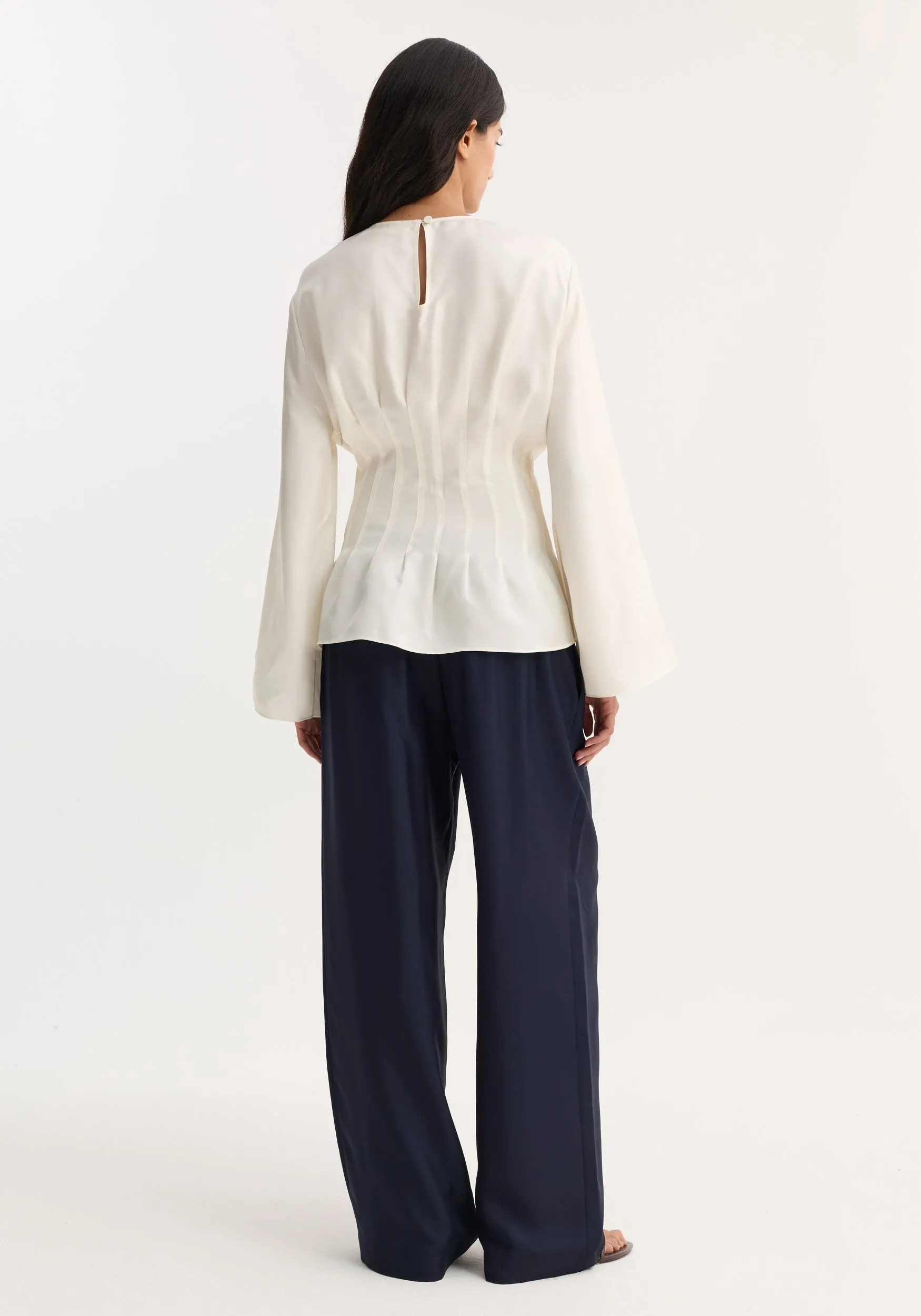 Pleated silk top | cream sold by Rohe product image thumbnail 5