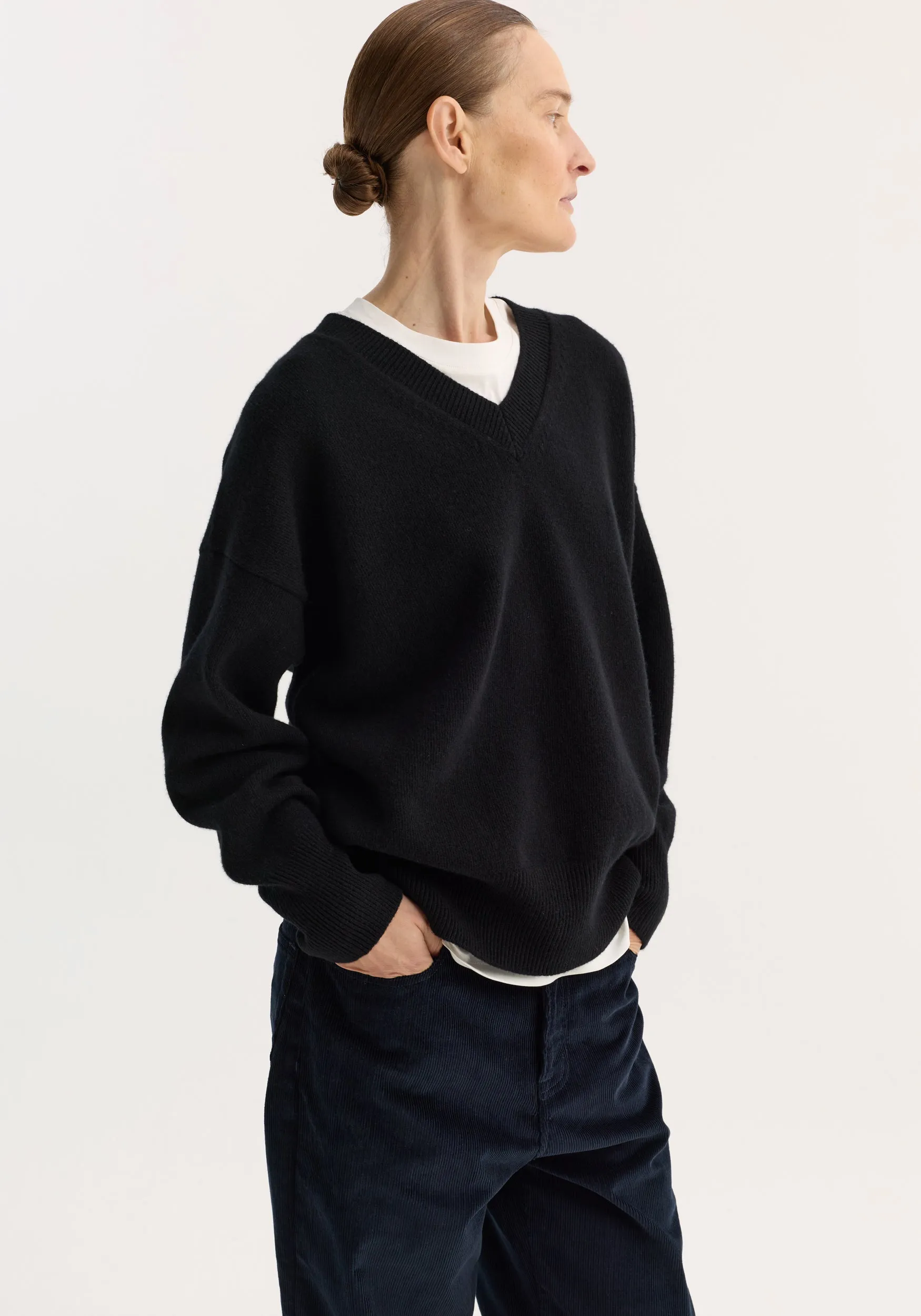 V-neck knitted jumper | black sold by Rohe product image thumbnail 2