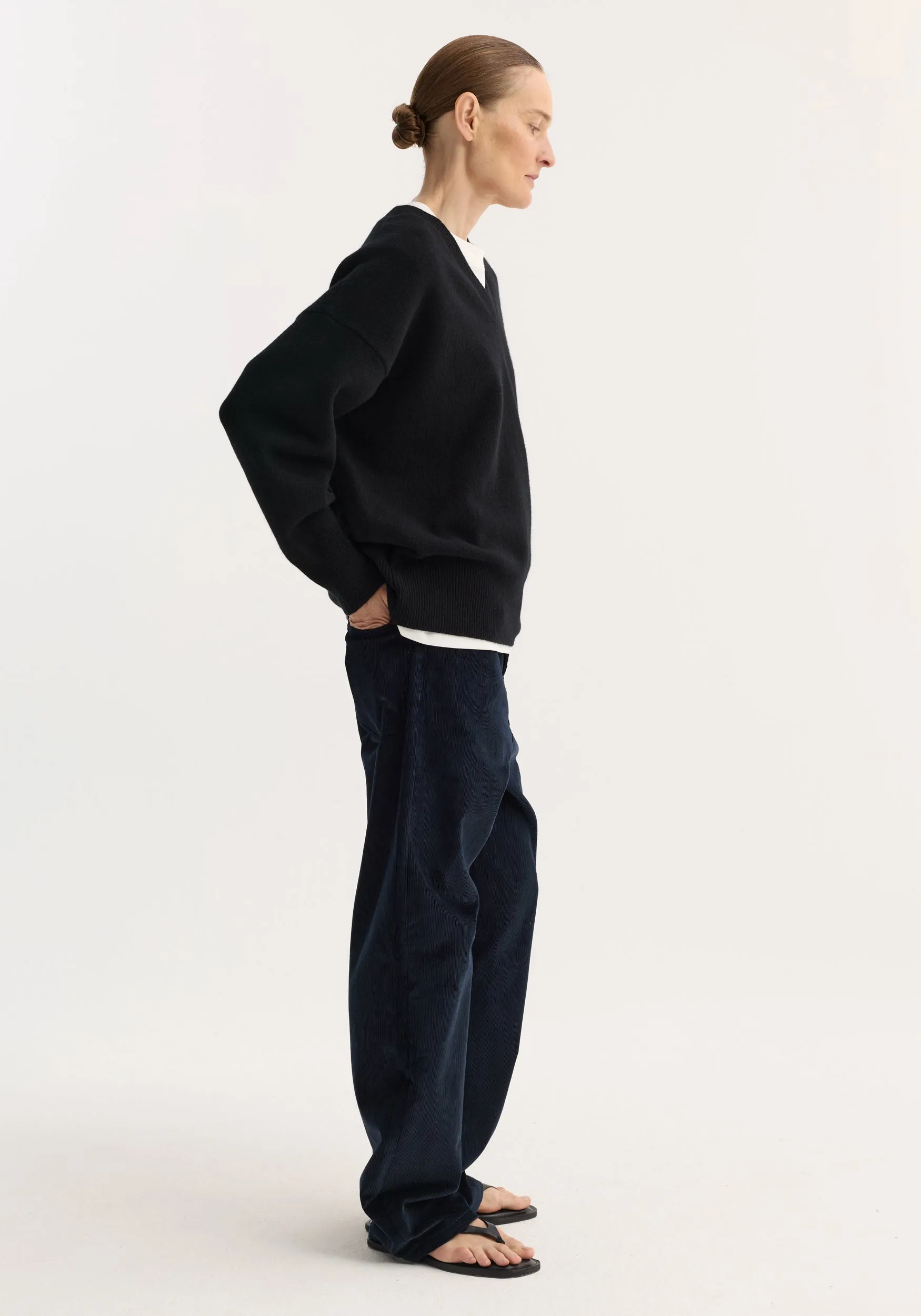 V-neck knitted jumper | black sold by Rohe product image thumbnail 4