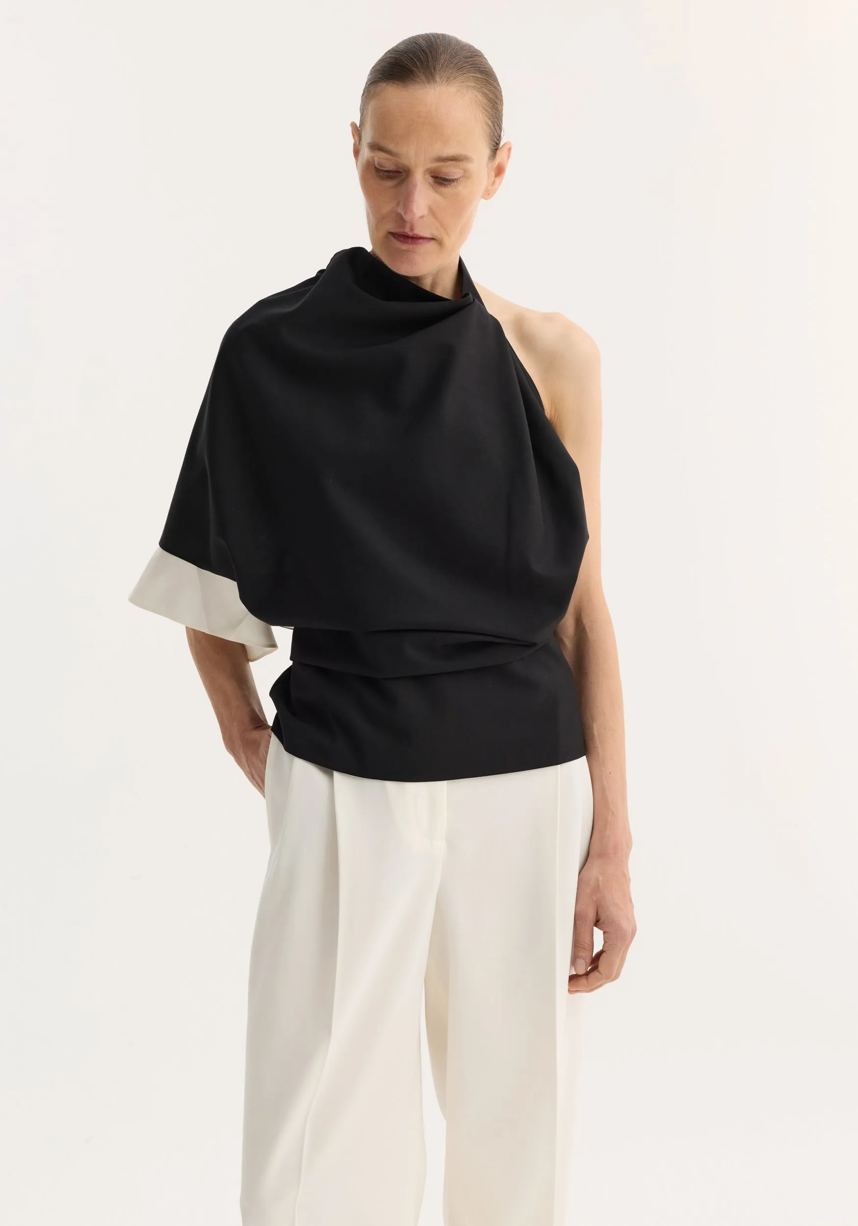 Draped open back wool top | black sold by Rohe product image thumbnail 2