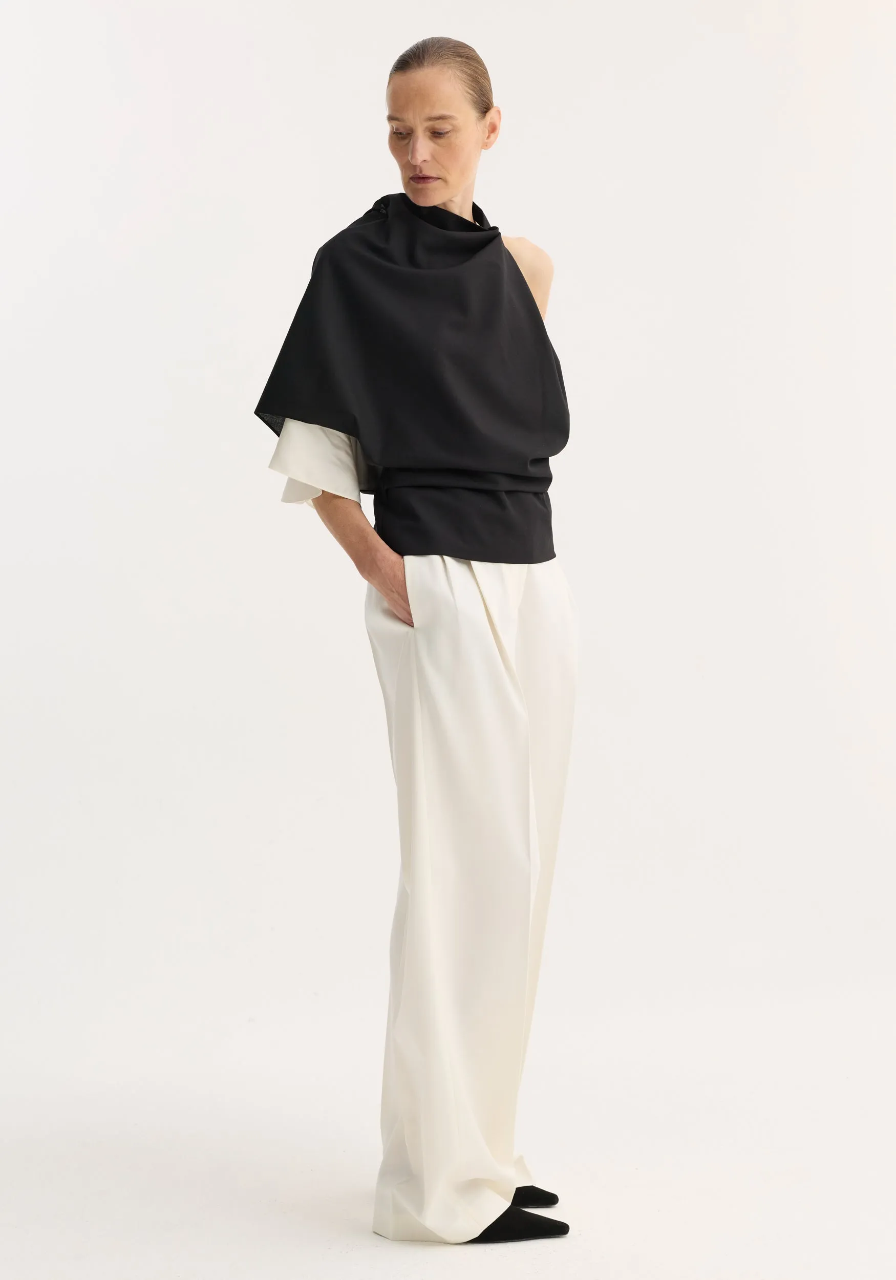 Draped open back wool top | black sold by Rohe product image thumbnail 4