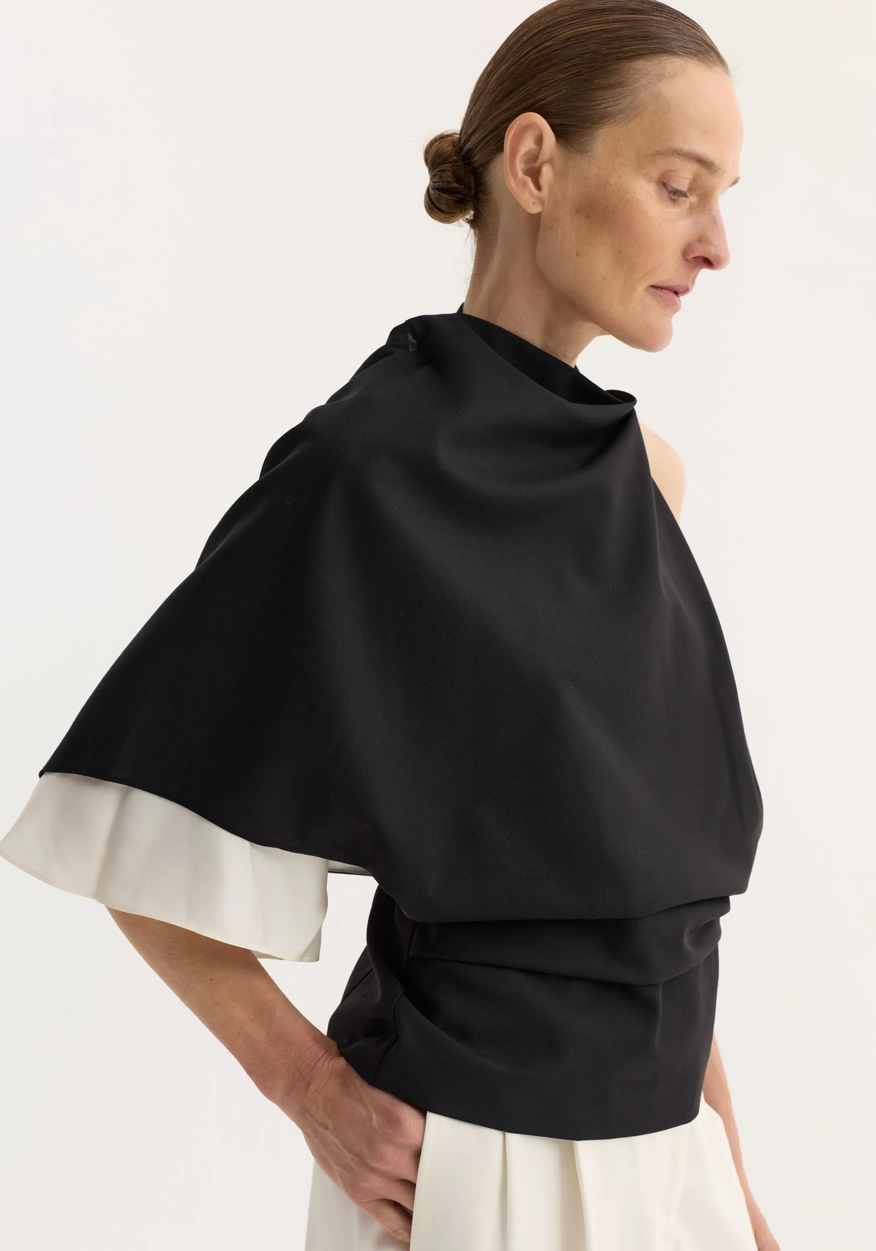 Draped open back wool top | black sold by Rohe product image thumbnail 3