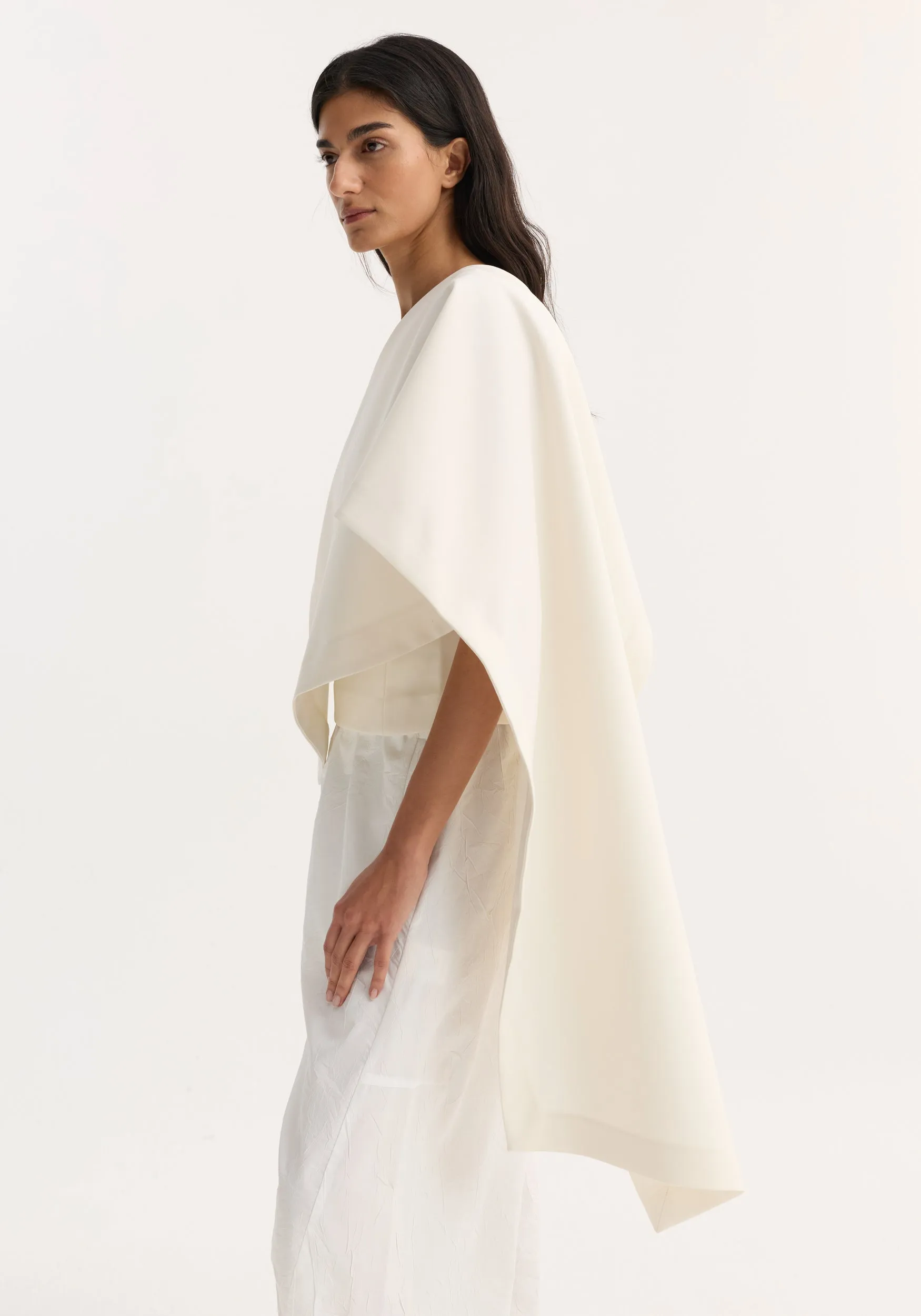 Draped cape top | cream sold by Rohe product image thumbnail 3