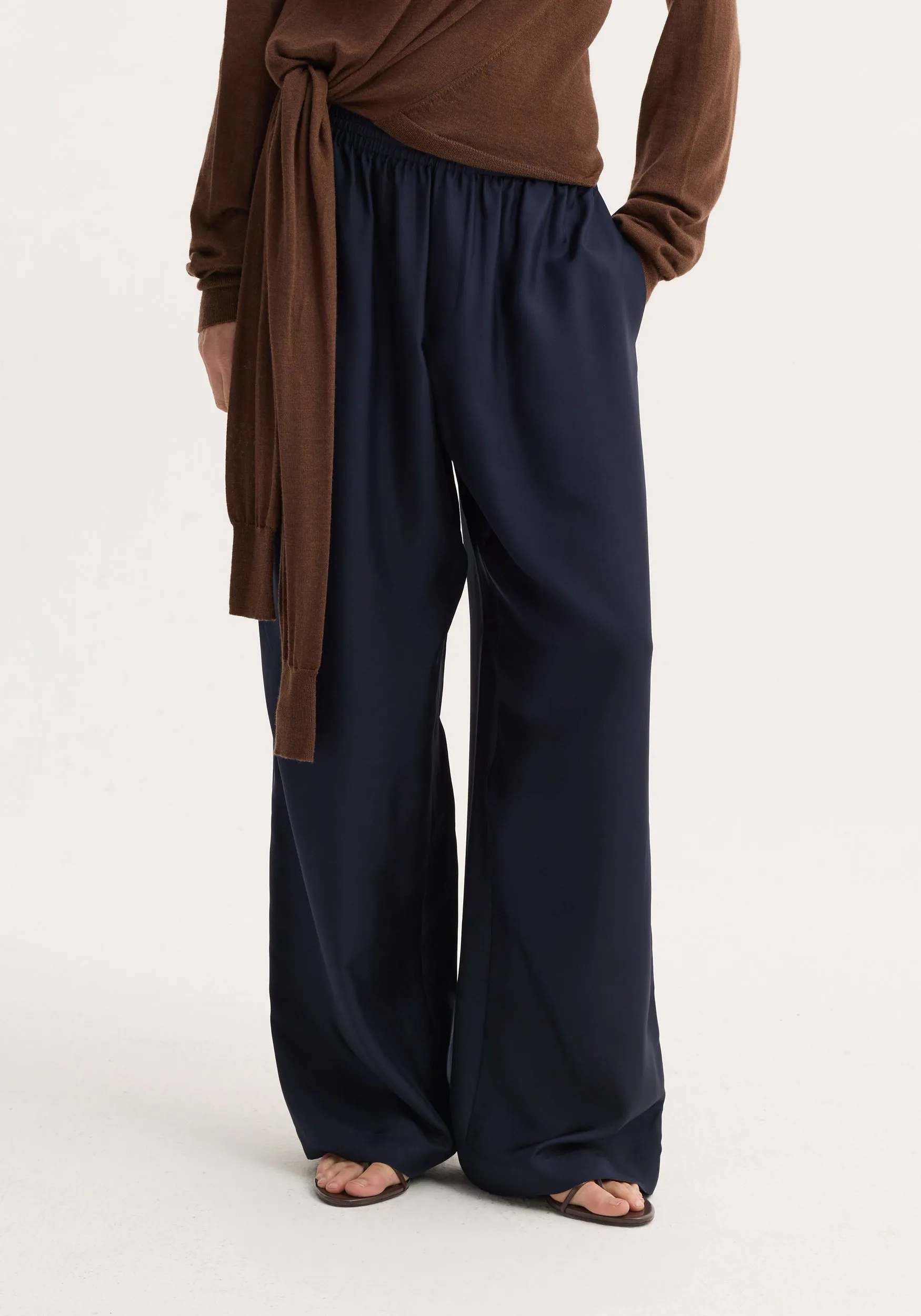 Wide leg silk trousers | night sold by Rohe product image thumbnail 3