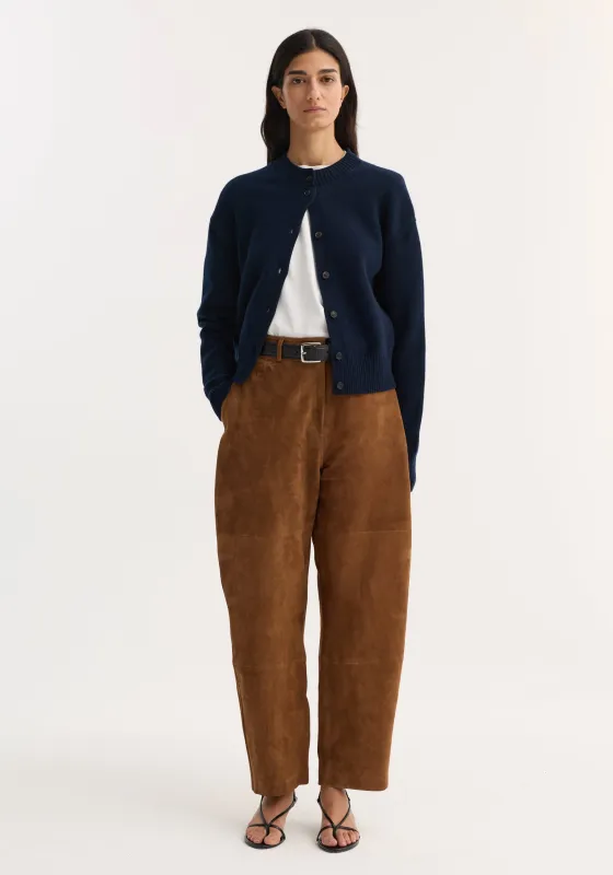 Sculptural suede trousers | tobacco made by Rohe