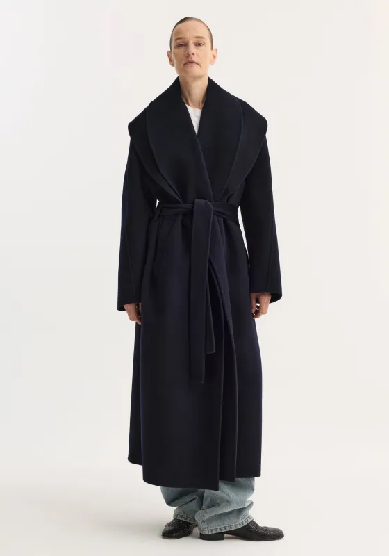Signature double-faced scarf coat | navy made by Rohe