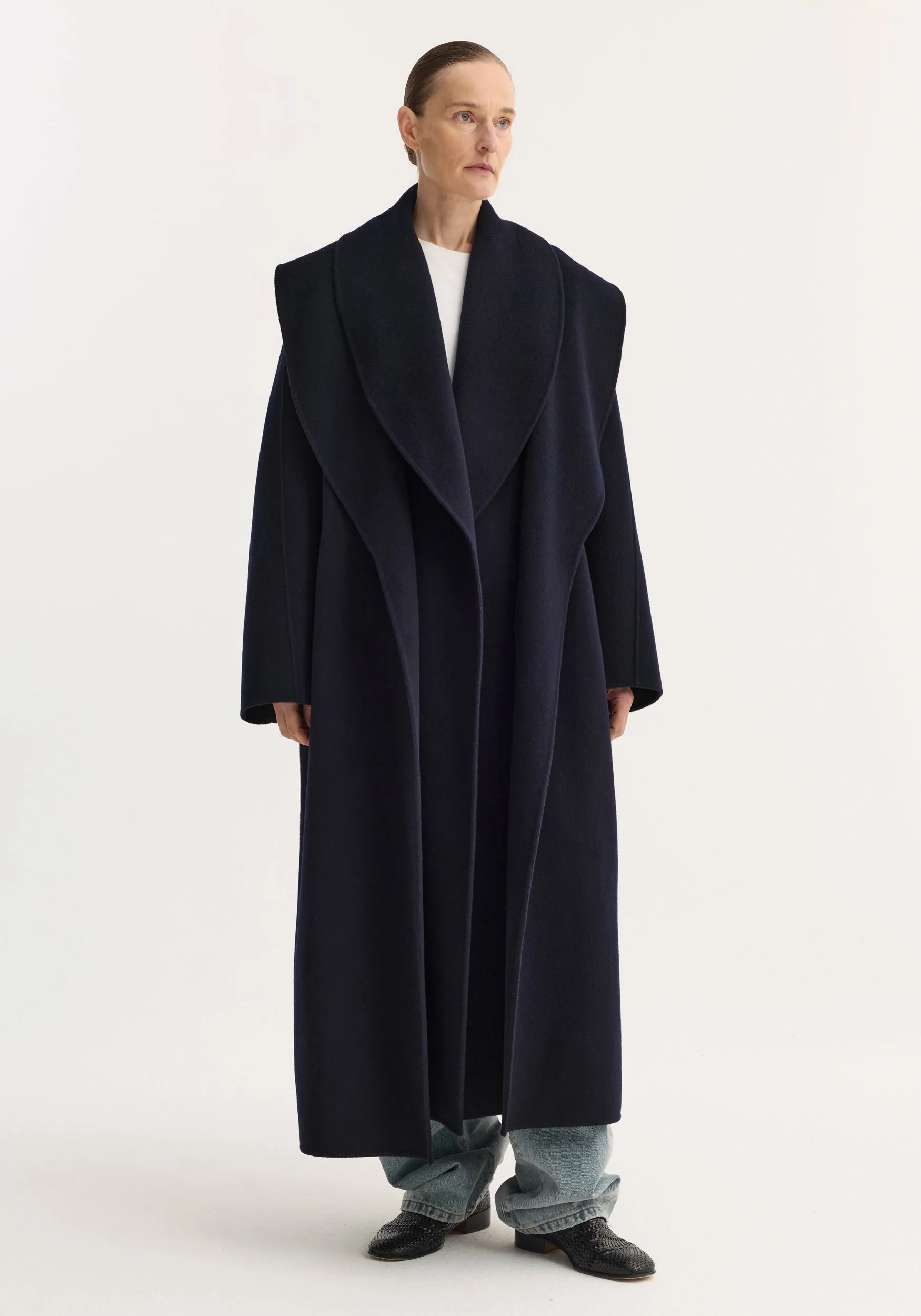 Signature double-faced scarf coat | navy sold by Rohe product image thumbnail 2