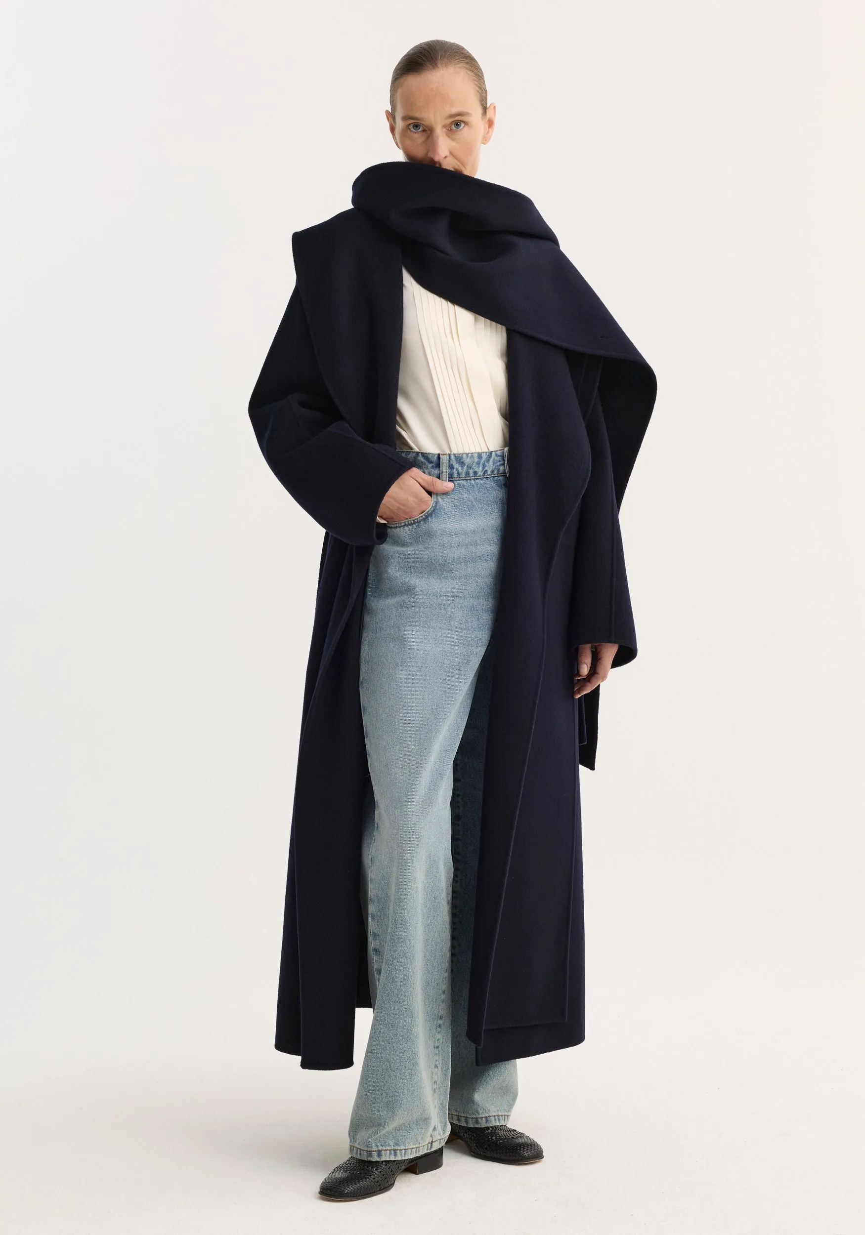 Signature double-faced scarf coat | navy sold by Rohe product image thumbnail 3