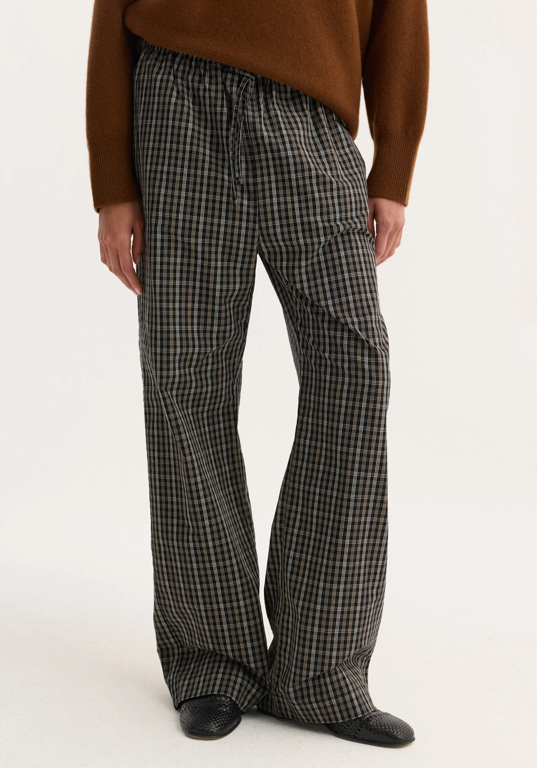 Relaxed fit trousers | black / brown check sold by Rohe product image thumbnail 2