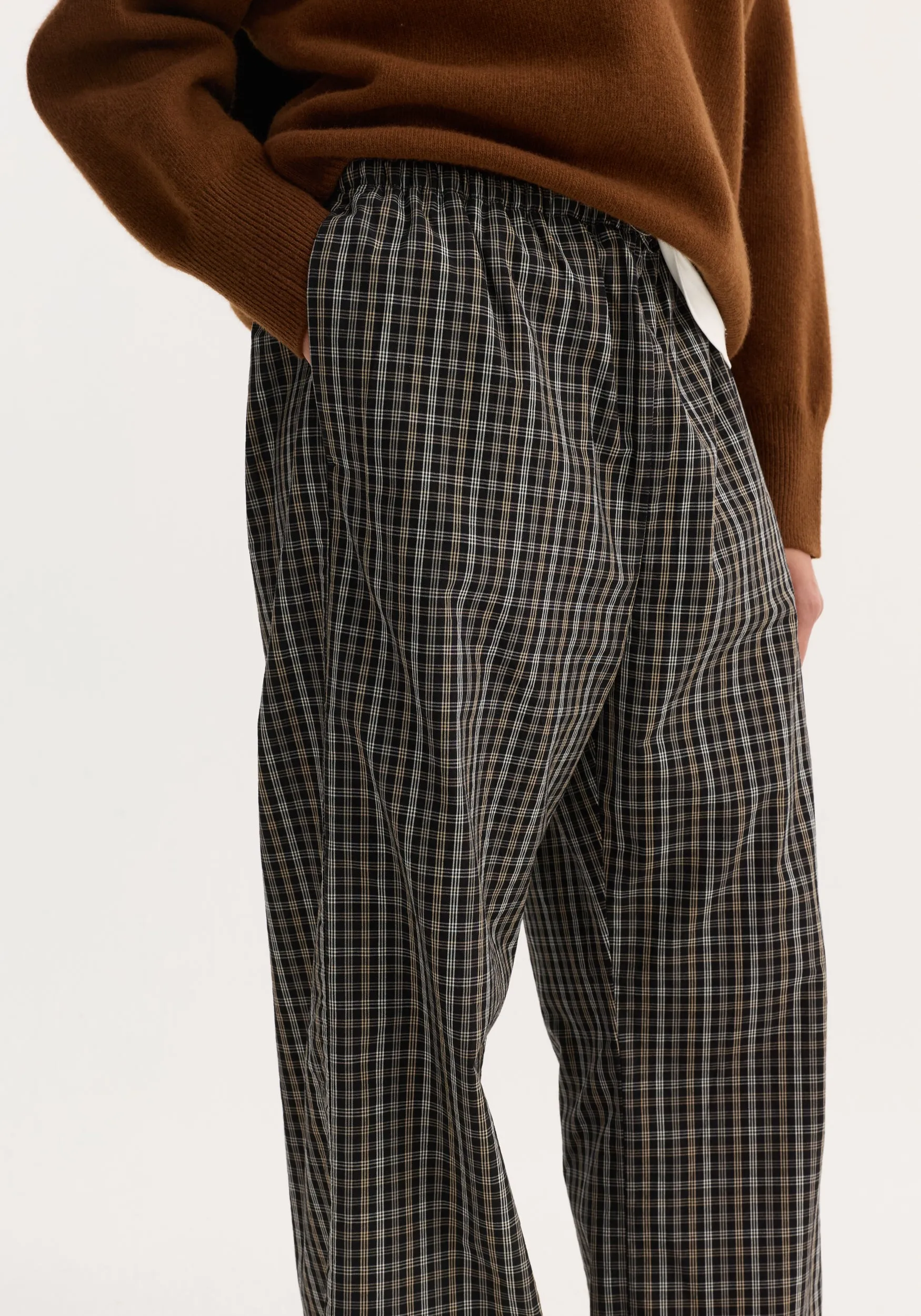 Relaxed fit trousers | black / brown check sold by Rohe product image thumbnail 4
