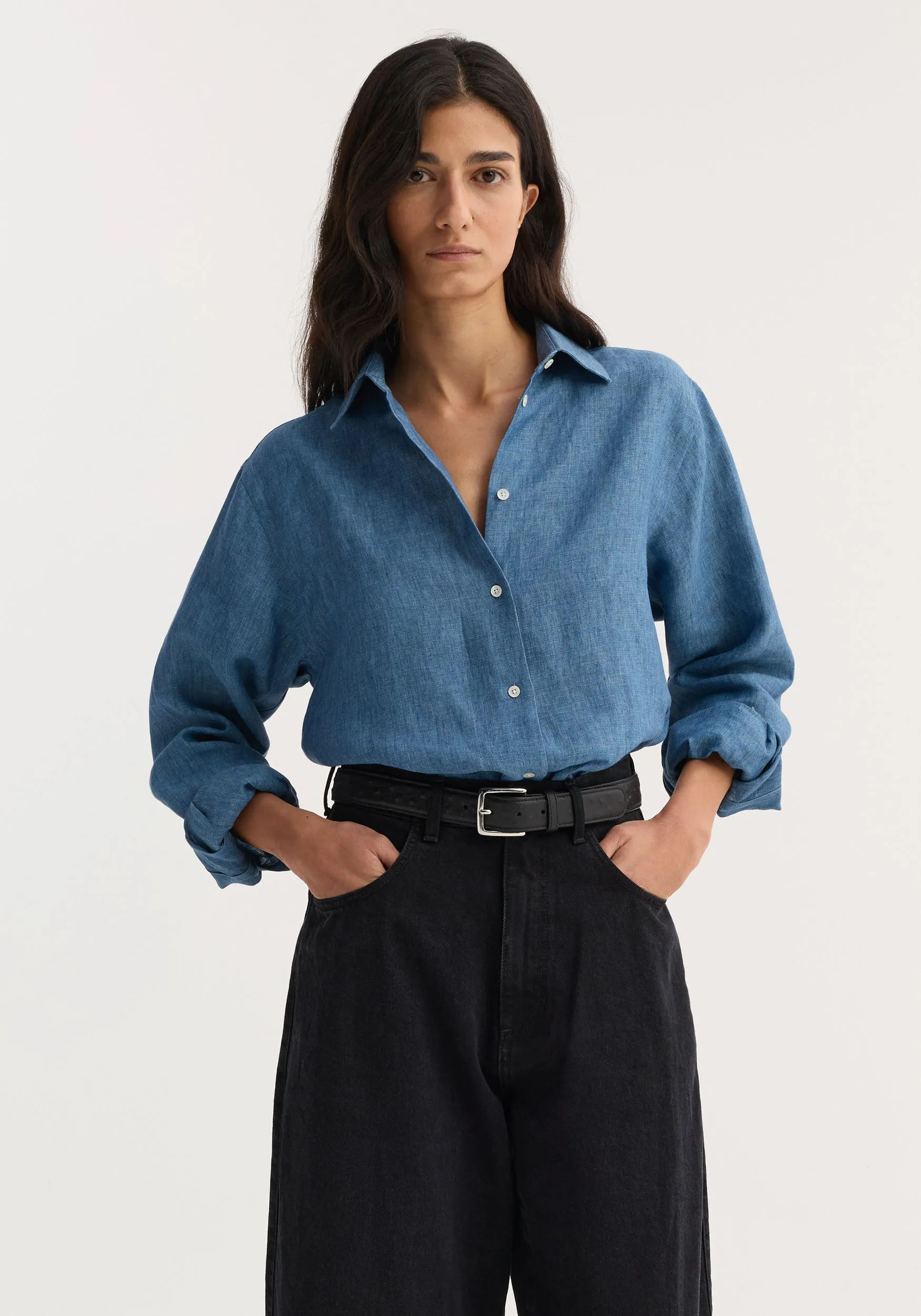 Classic chambray shirt | ocean blue sold by Rohe product image thumbnail 2