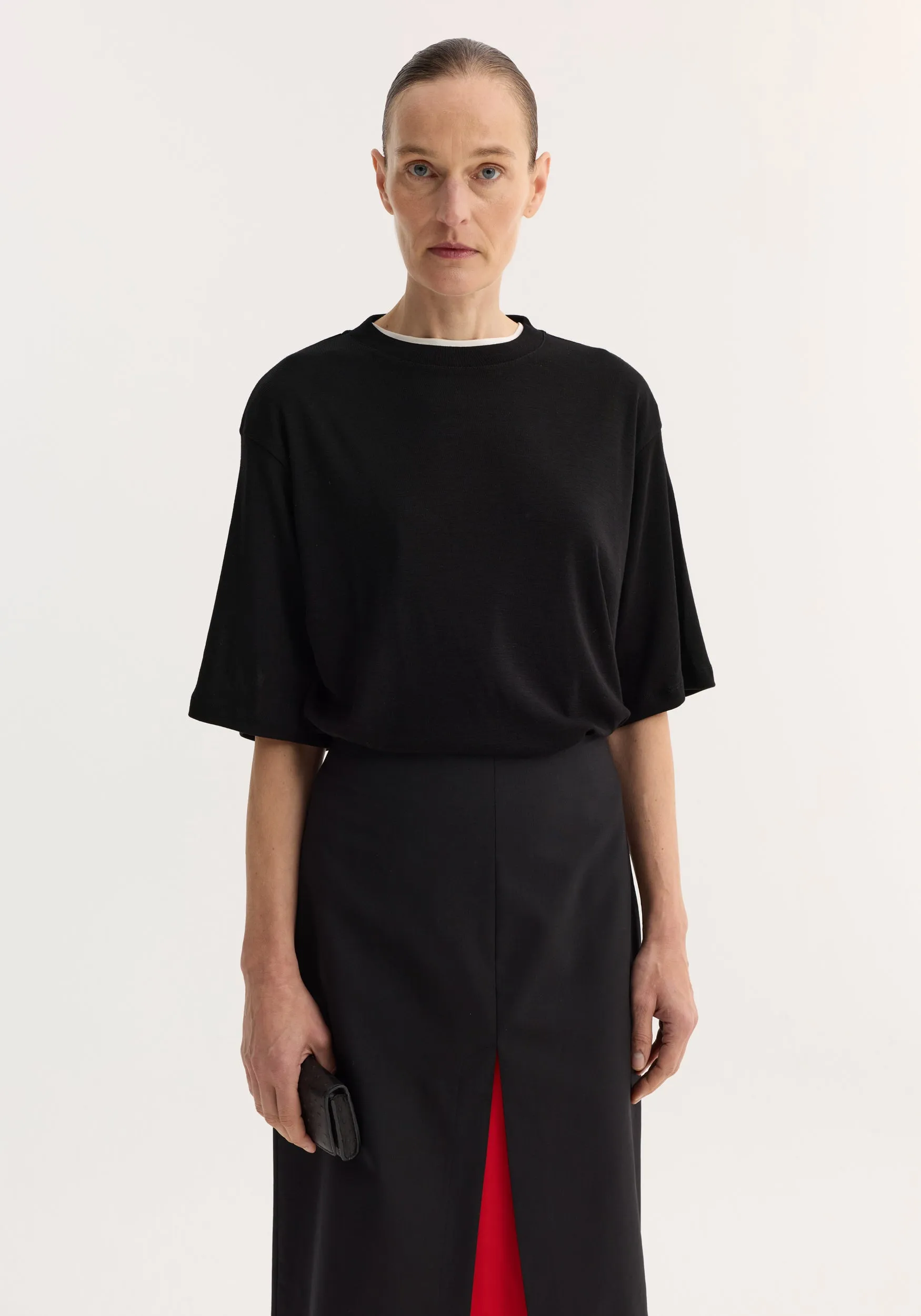 Oversized merino t-shirt | black sold by Rohe product image thumbnail 4