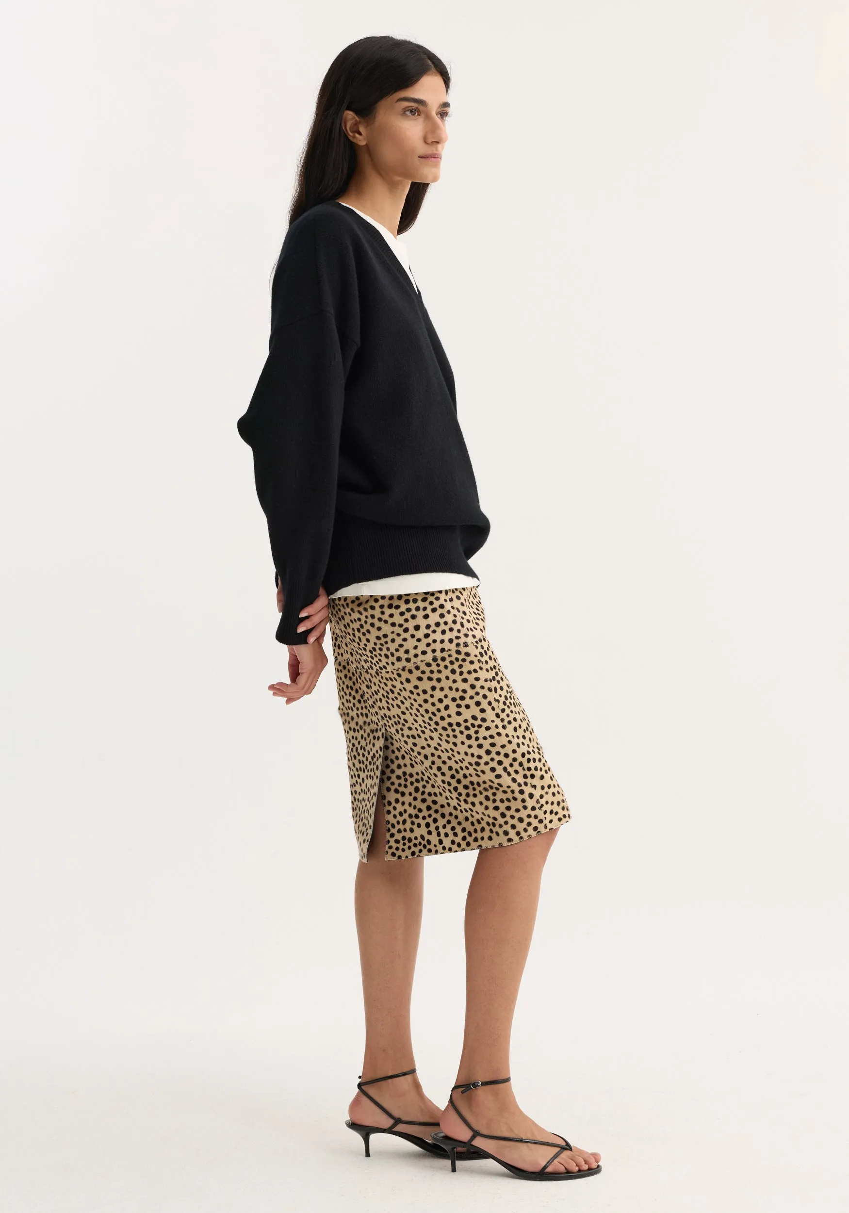 Pony hair pencil skirt | cheetah sold by Rohe product image thumbnail 4
