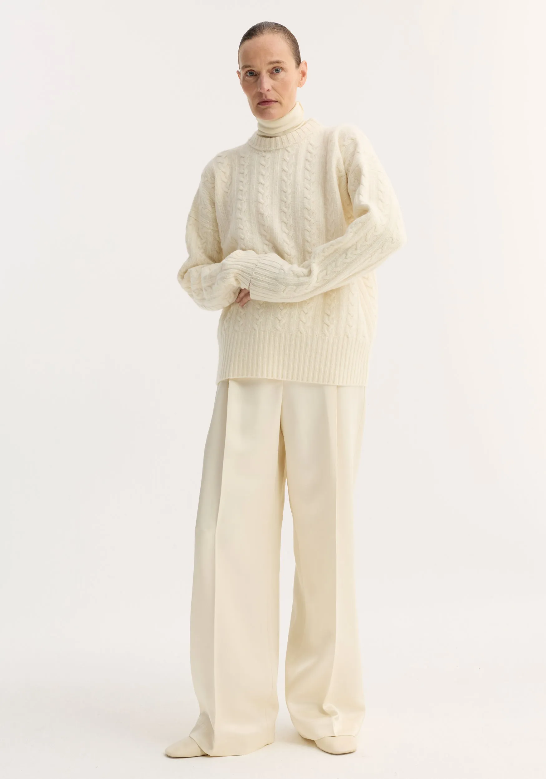 Cable knit jumper | off white sold by Rohe