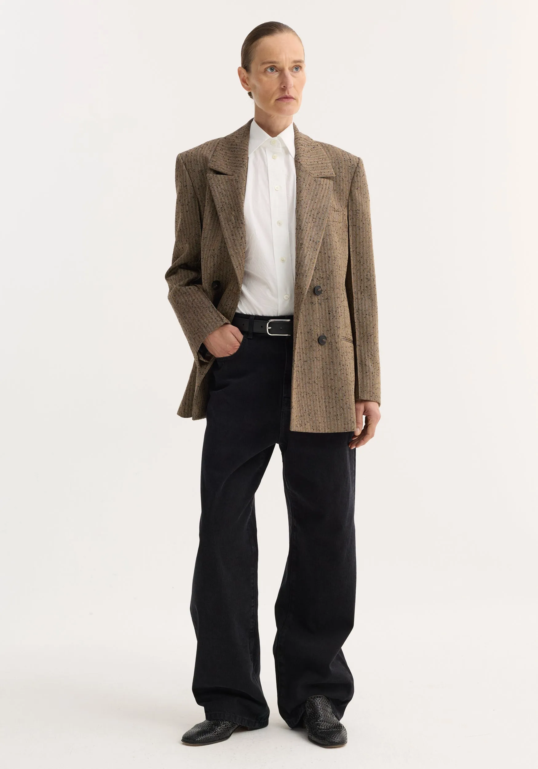 Double breasted blazer | herringbone sold by Rohe