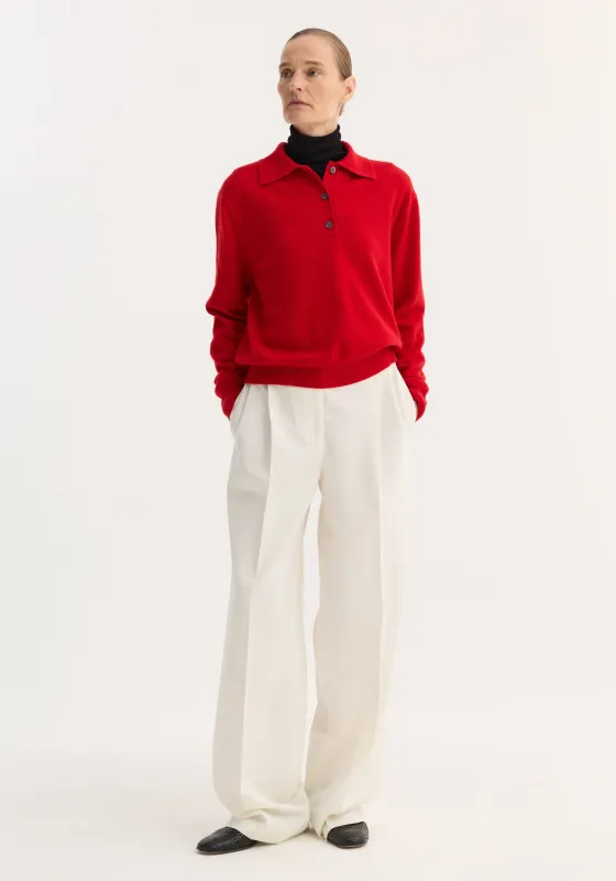 Wool cashmere polo | red sold by Rohe