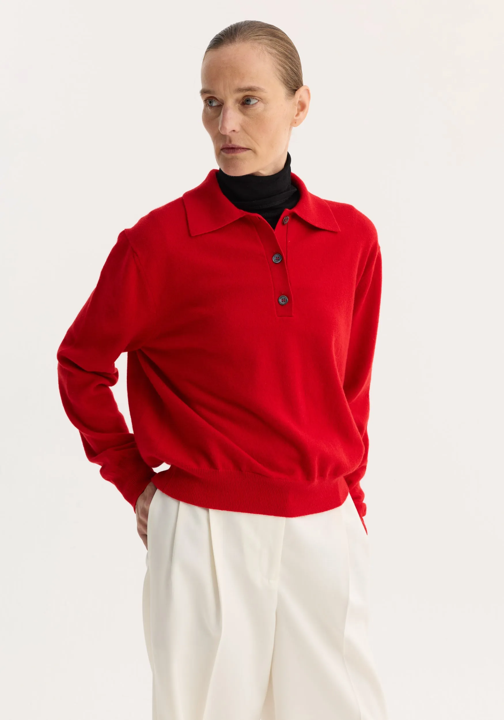 Wool cashmere polo | red sold by Rohe product image thumbnail 2