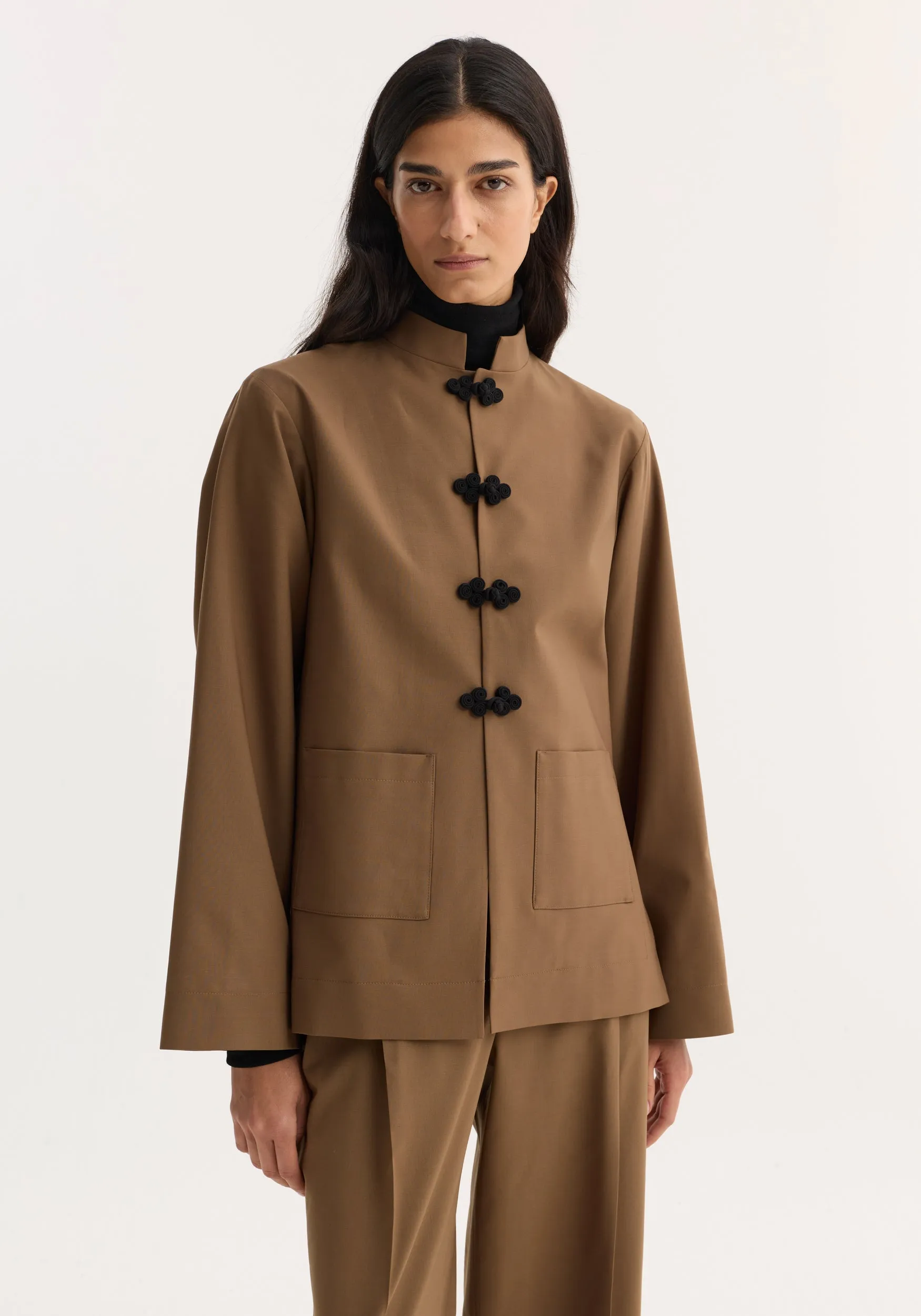 Pankou closure jacket | mocha sold by Rohe product image thumbnail 2