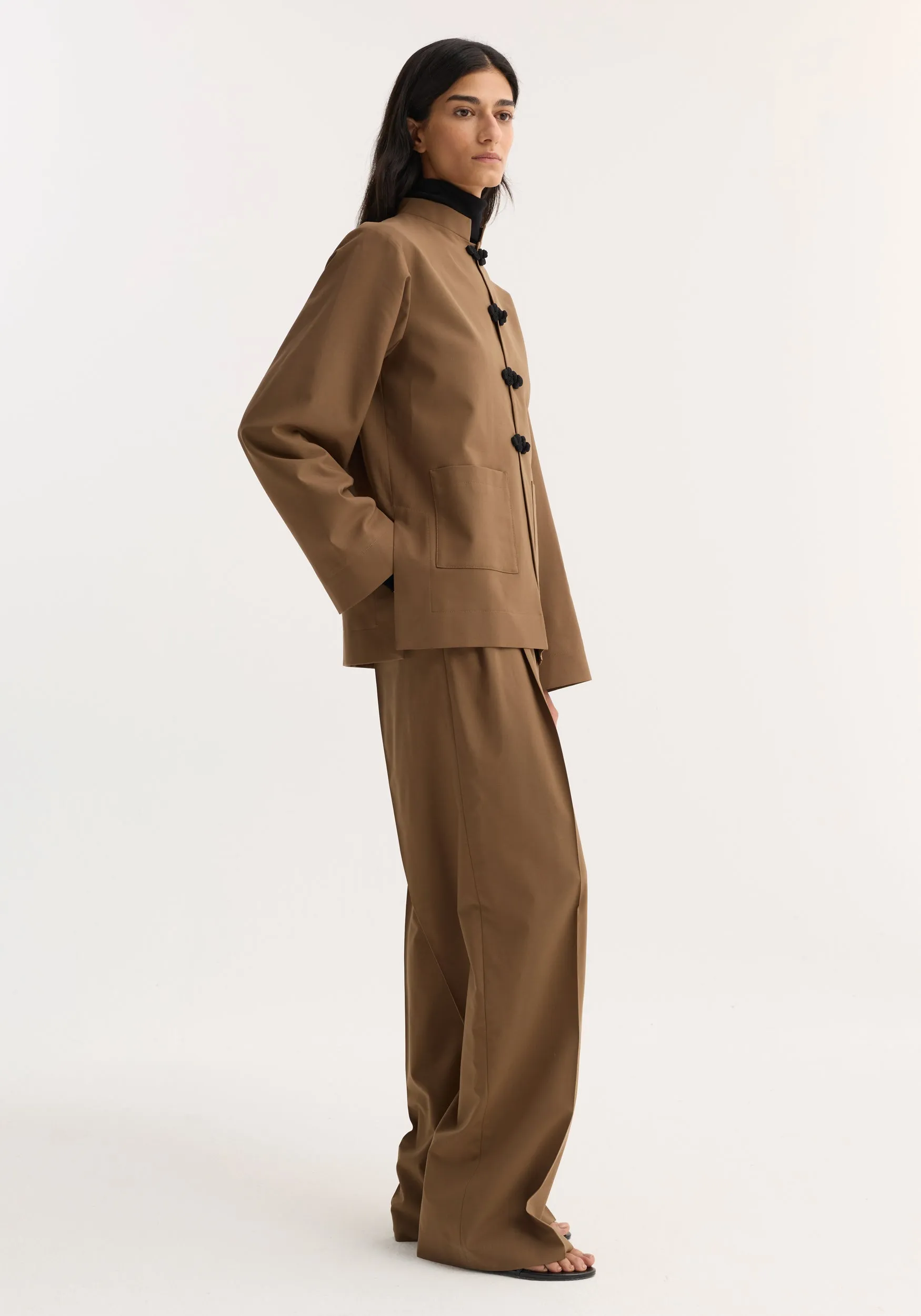 Pankou closure jacket | mocha sold by Rohe product image thumbnail 4