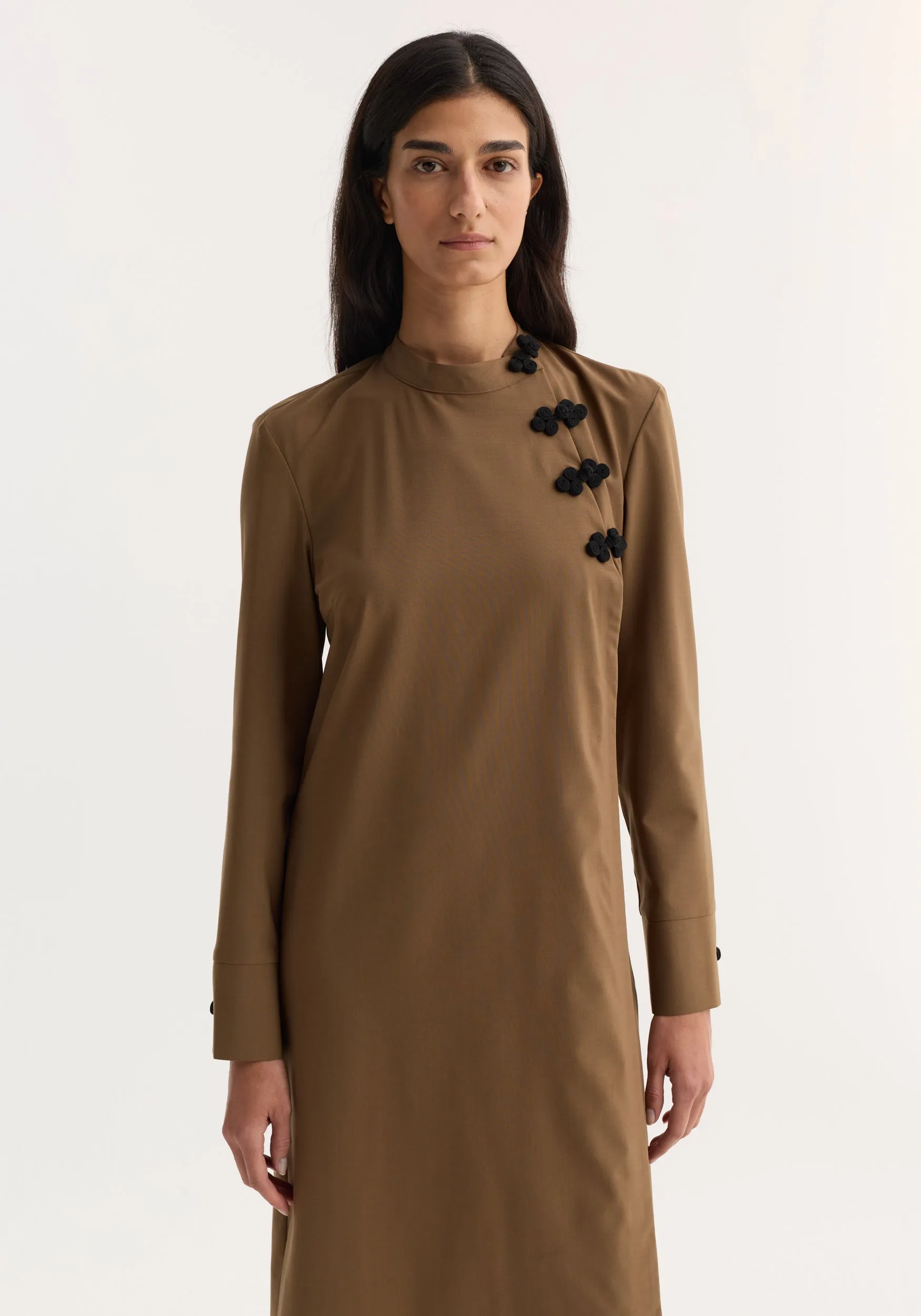 Pankou closure dress | mocha sold by Rohe product image thumbnail 2