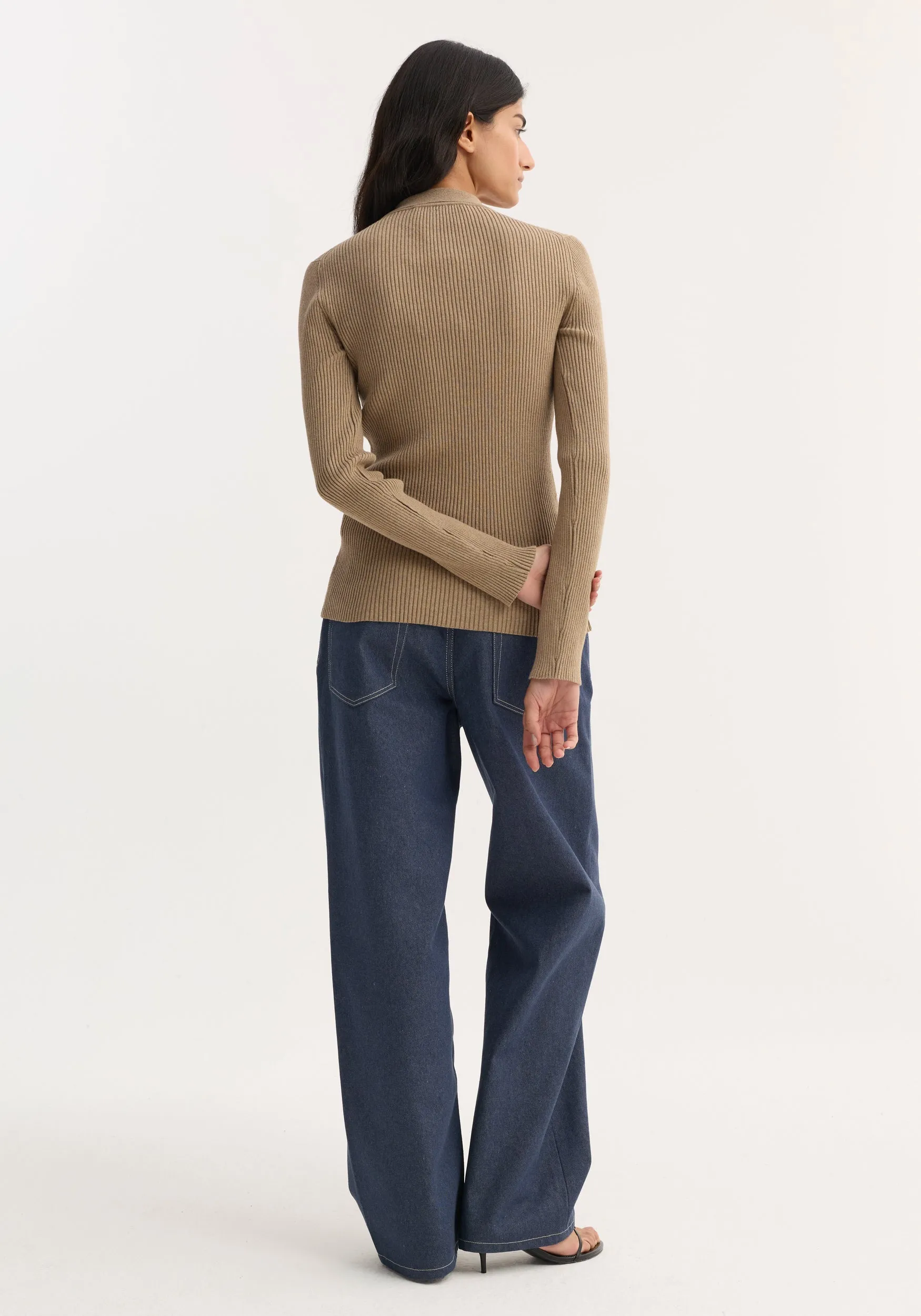 Elongated rib cardigan | taupe melange sold by Rohe product image thumbnail 5