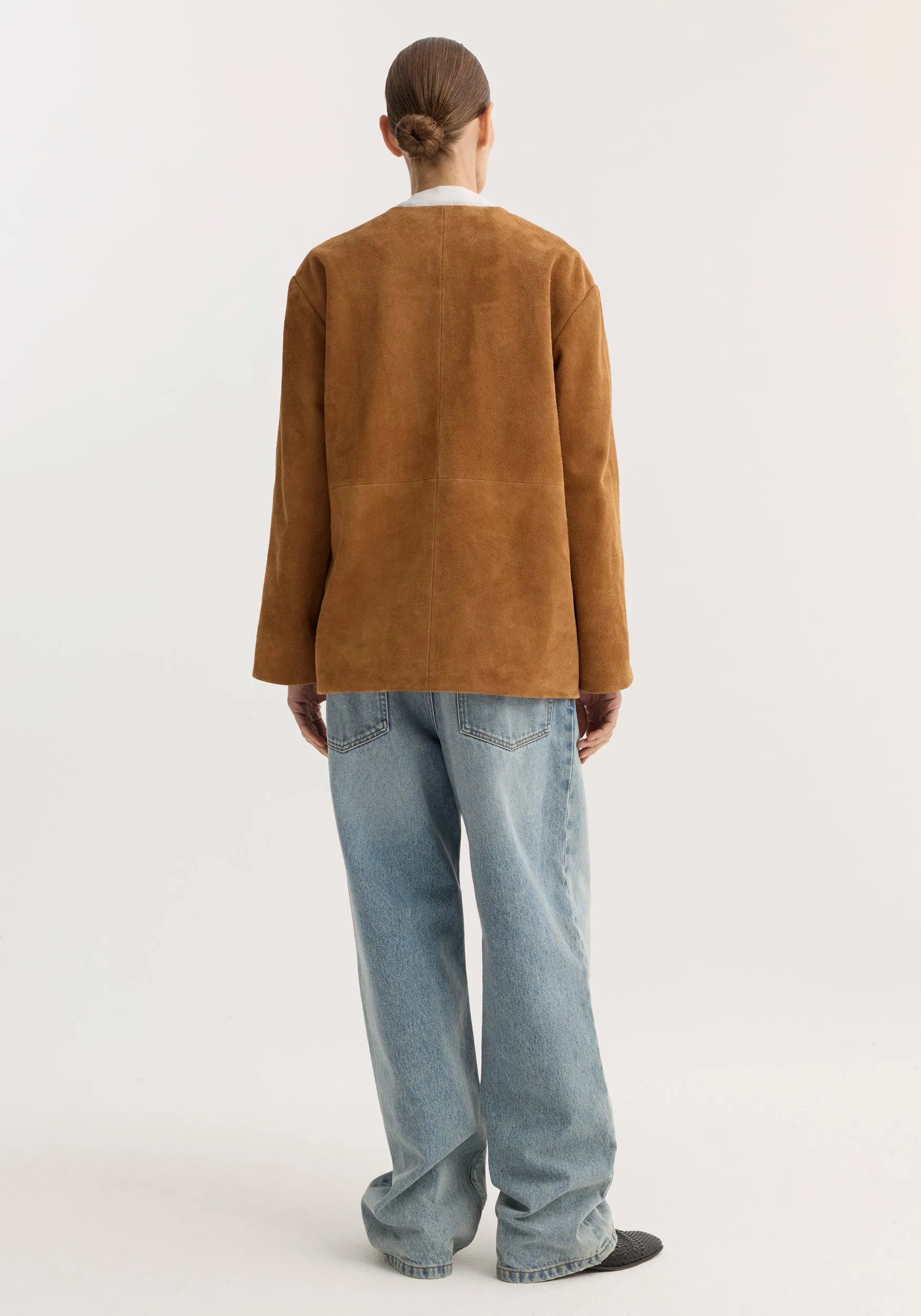 Pankou closure suede jacket | cognac sold by Rohe product image thumbnail 5