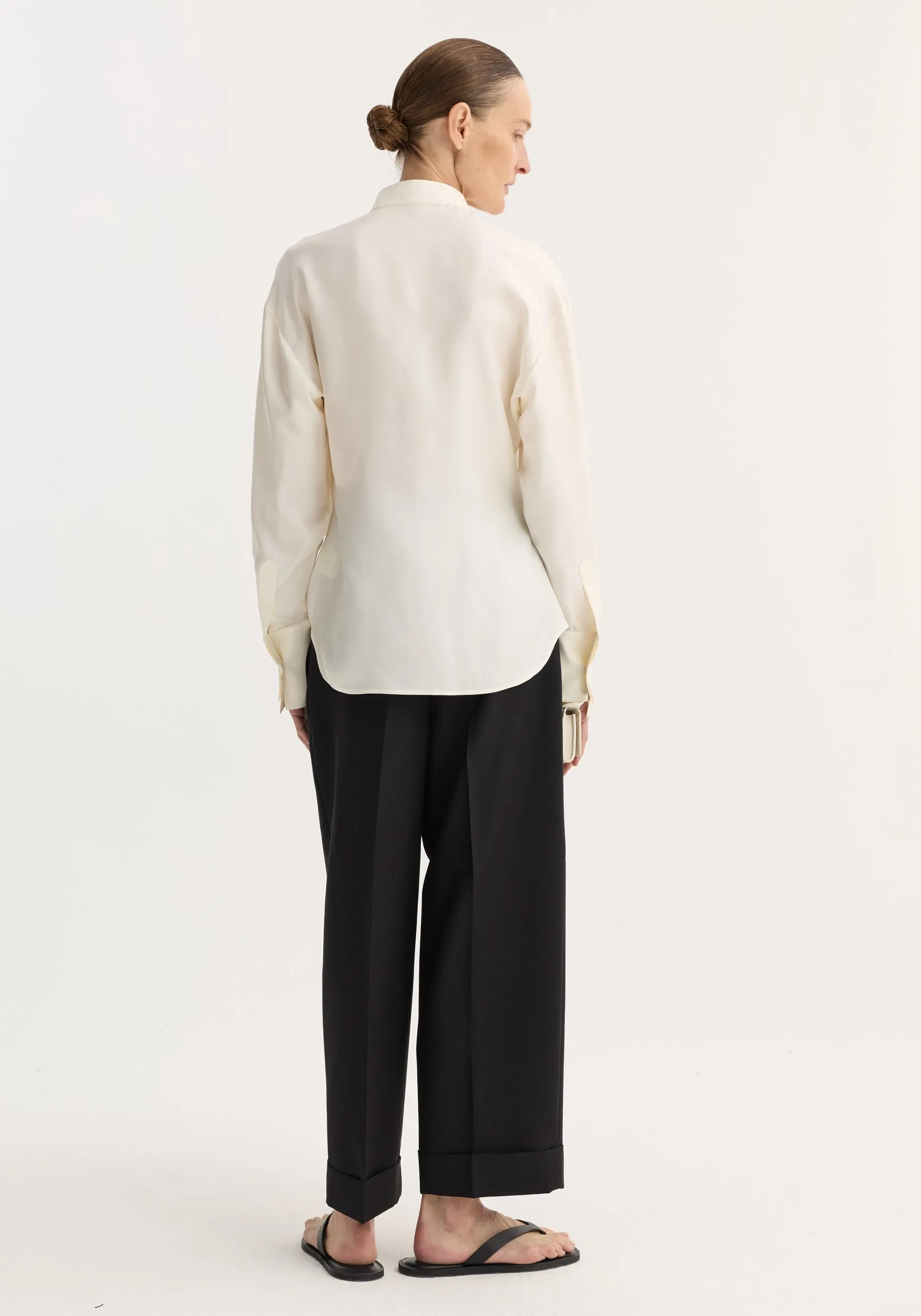 Shaped tuxedo silk shirt | cream sold by Rohe product image thumbnail 5