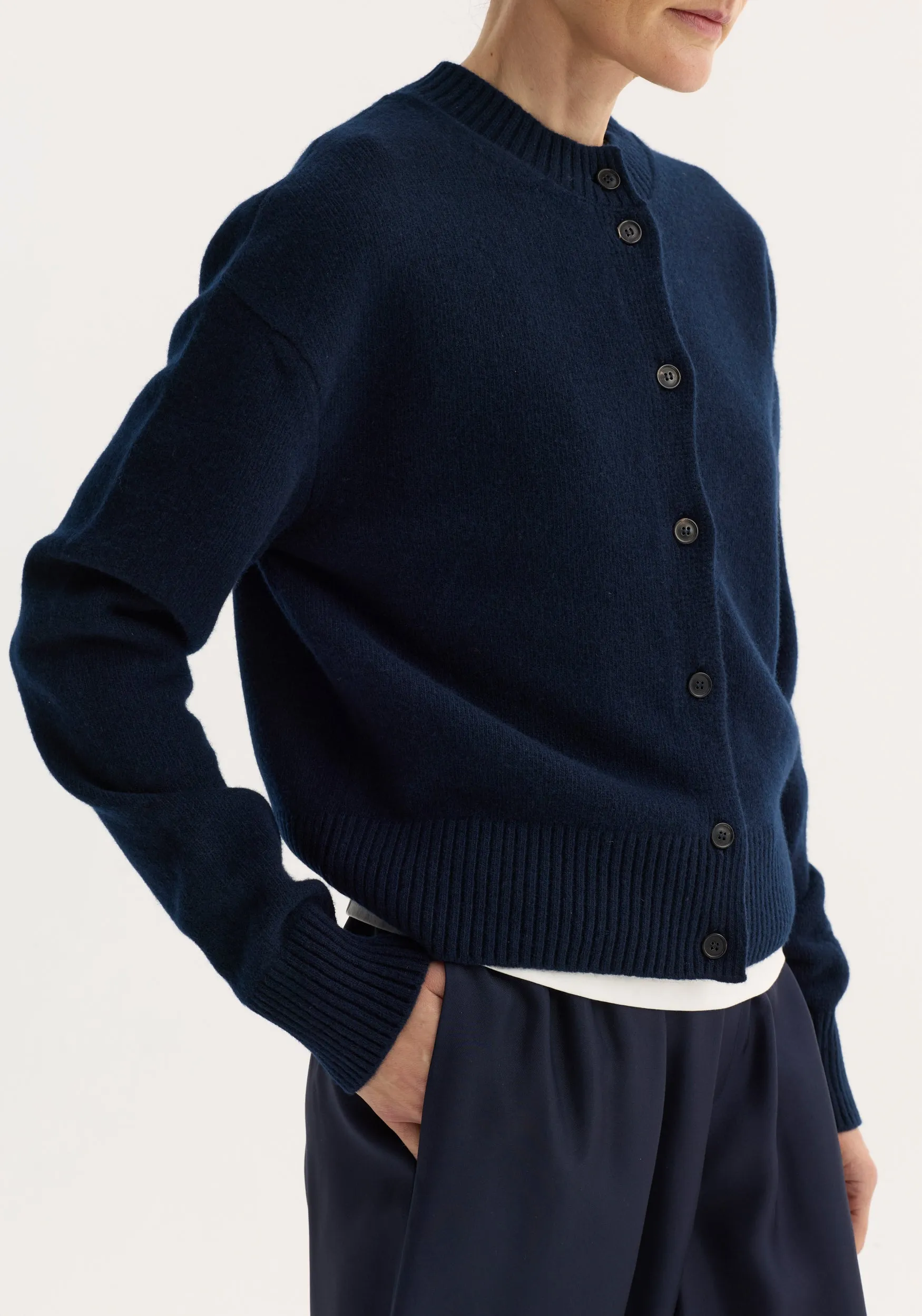 Short boiled cardigan | navy sold by Rohe product image thumbnail 4