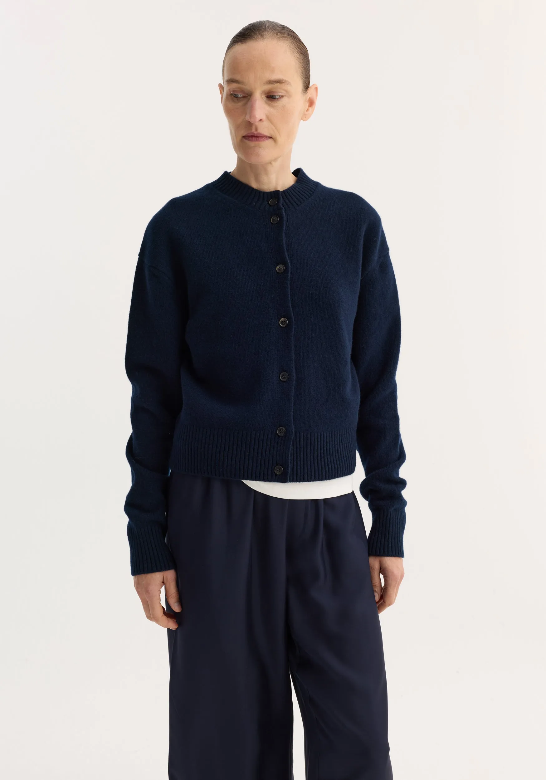 Short boiled cardigan | navy sold by Rohe product image thumbnail 2