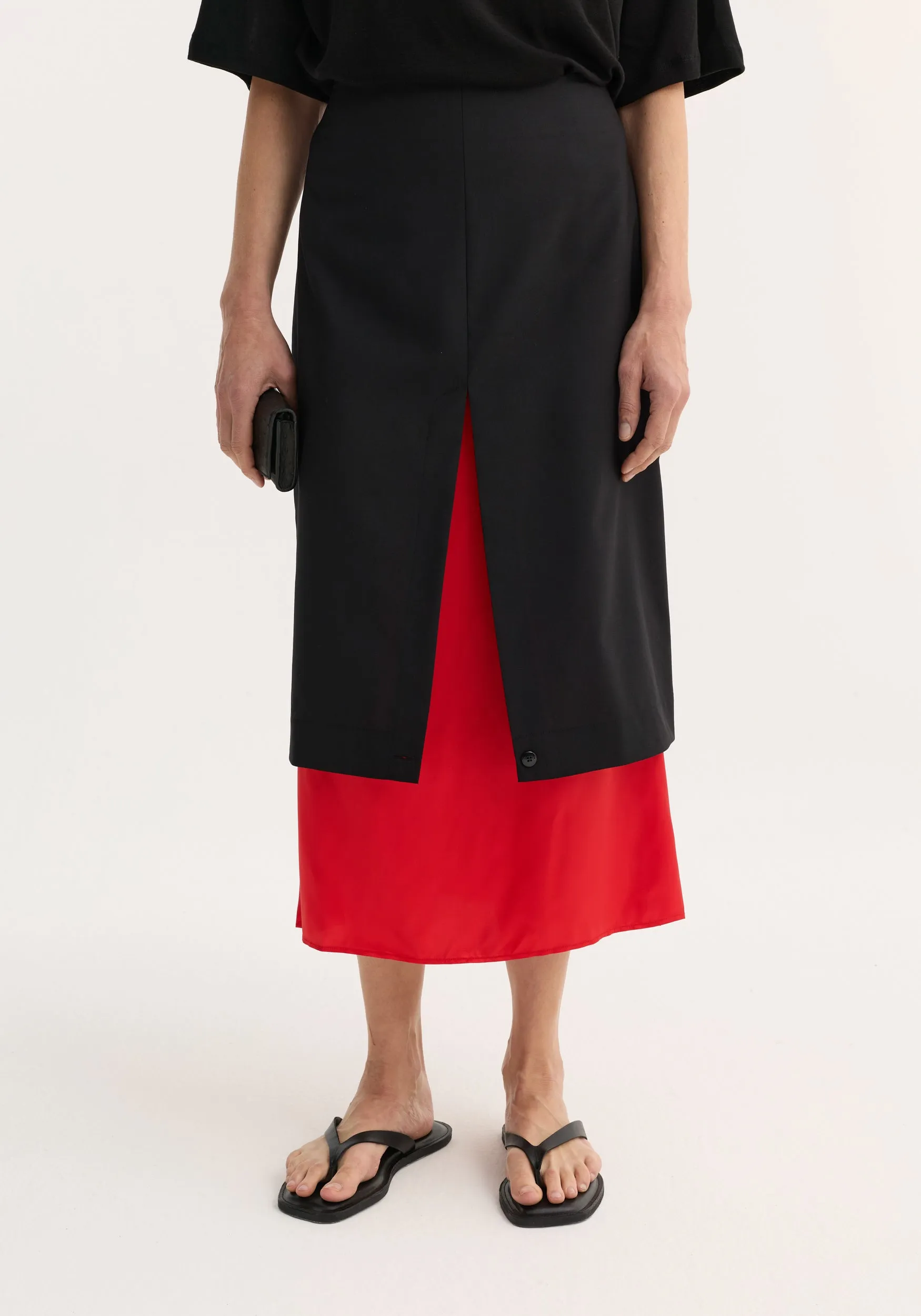 Contrast upside-down skirt | black sold by Rohe product image thumbnail 2