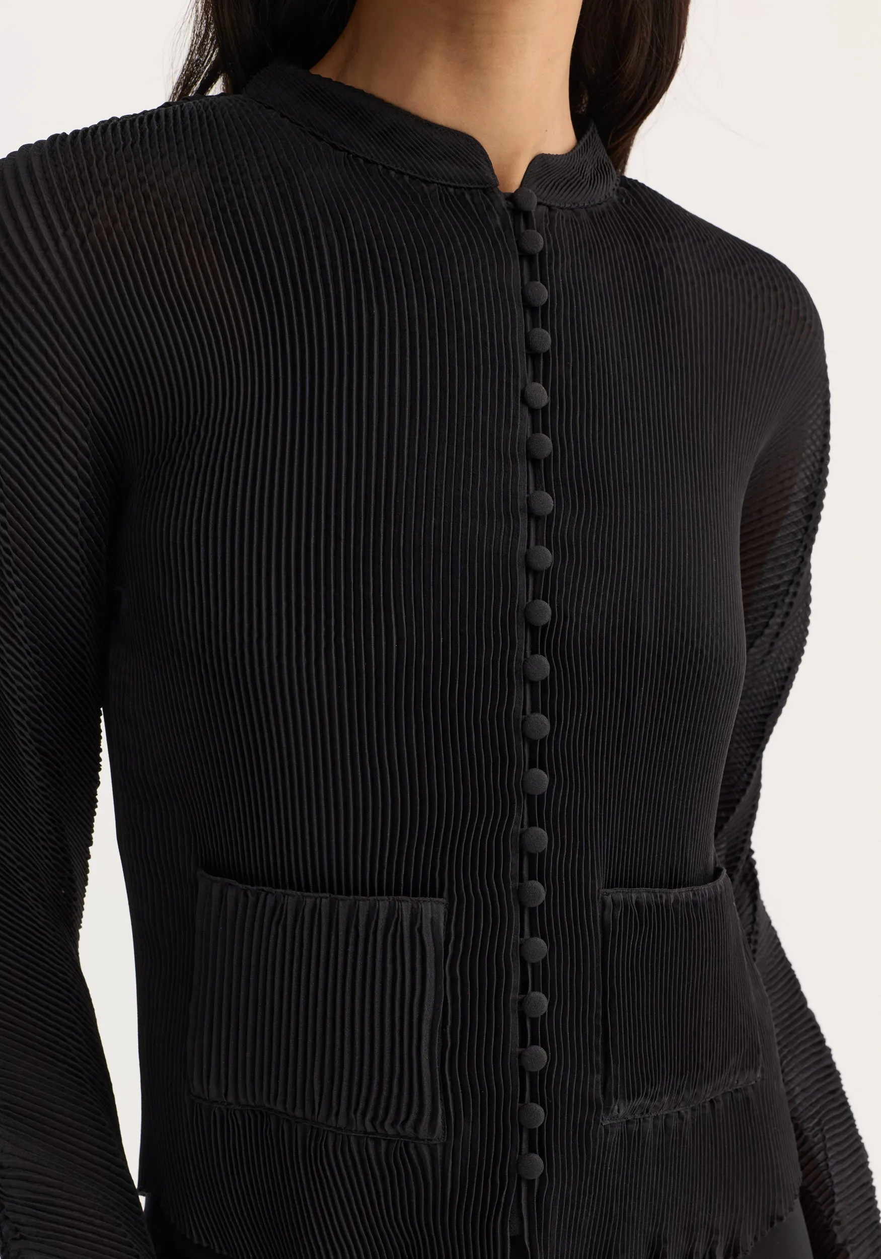 Plissé cardigan | black sold by Rohe product image thumbnail 5