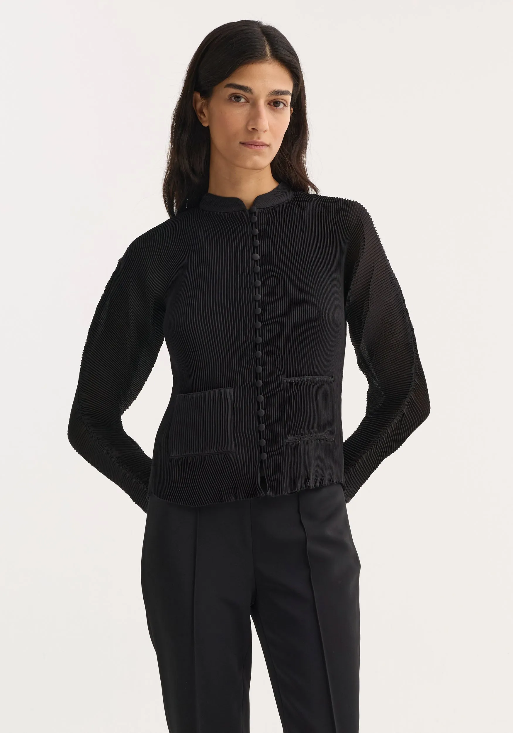 Plissé cardigan | black sold by Rohe product image thumbnail 2