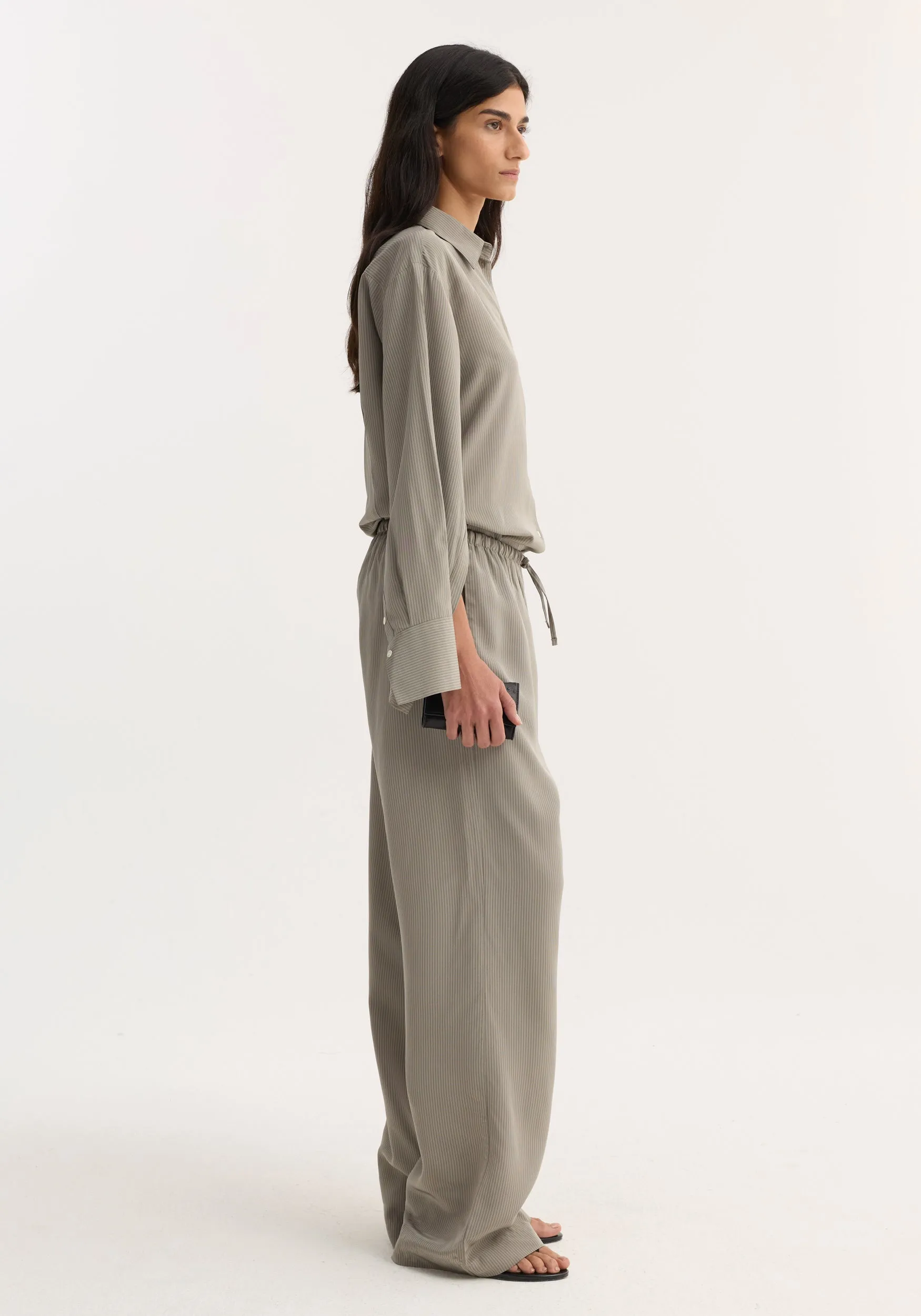 Relaxed fit trousers | light grey stripe sold by Rohe product image thumbnail 4