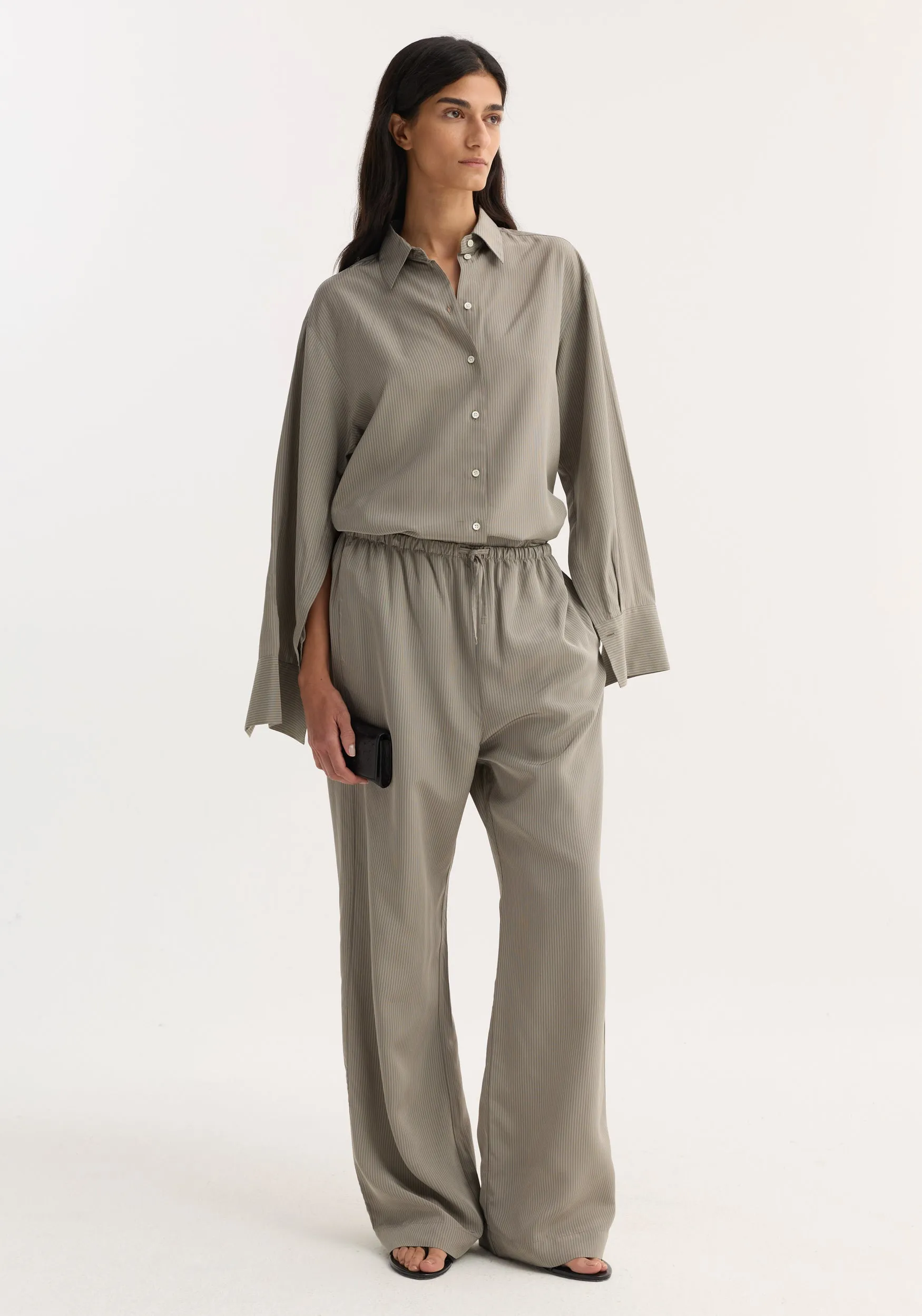 Relaxed fit trousers | light grey stripe sold by Rohe