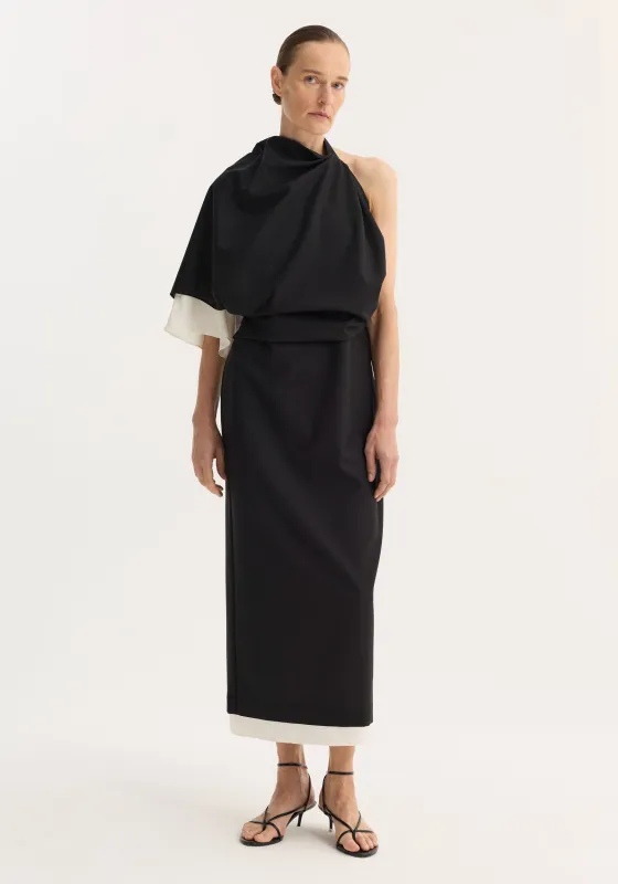 Draped open back dress | black made by Rohe