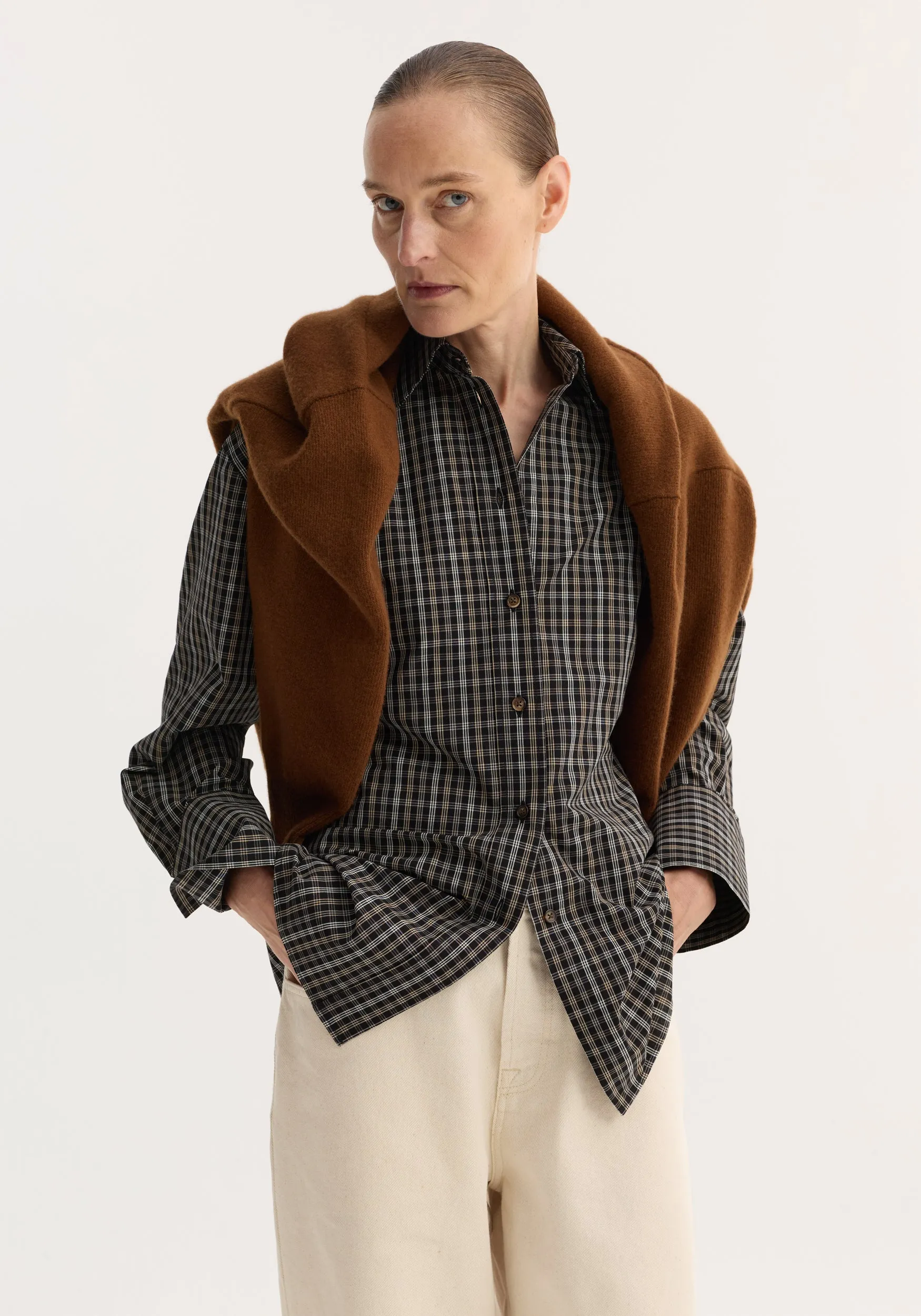 Checked shaped shirt | black / brown check sold by Rohe product image thumbnail 2