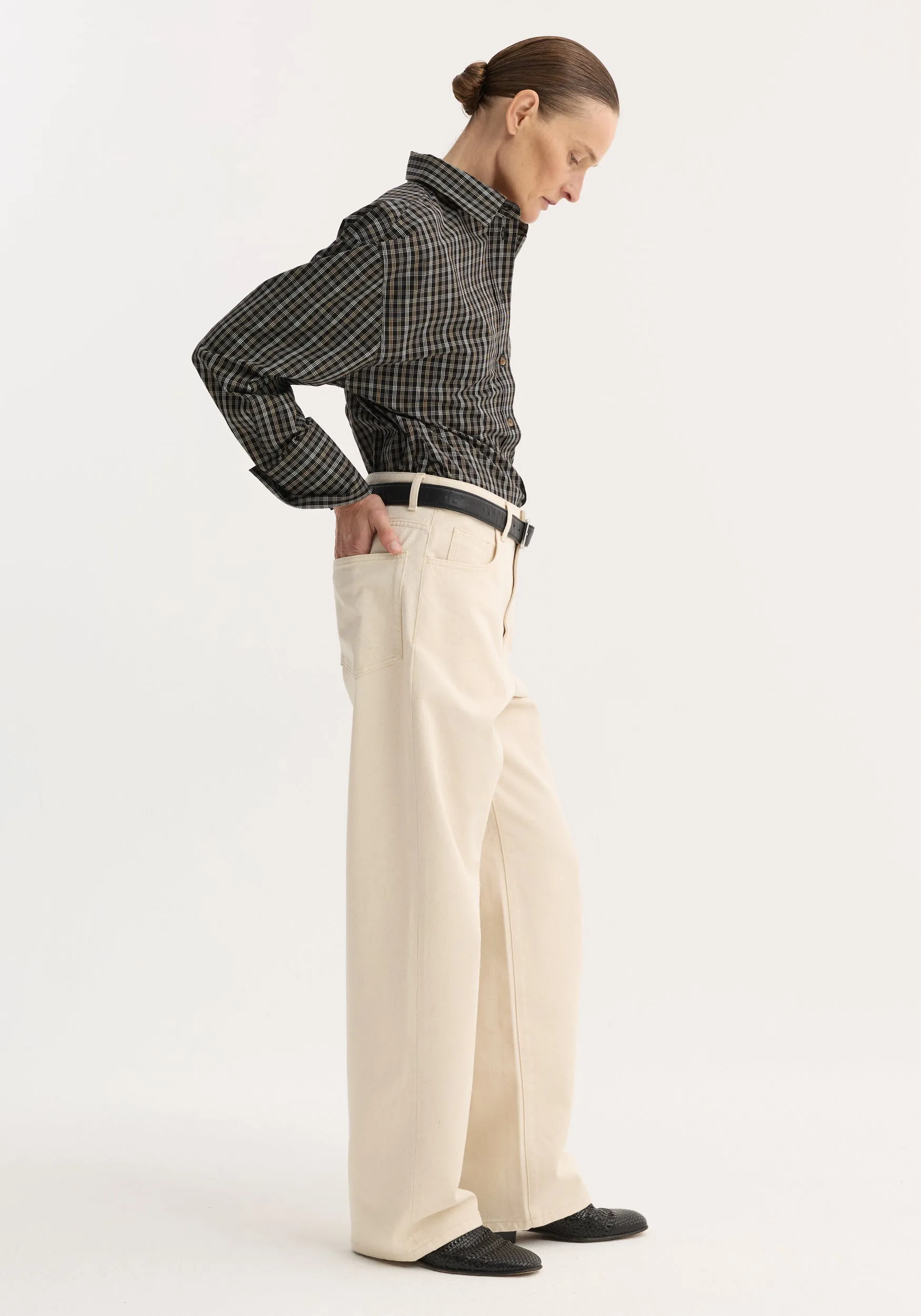 Checked shaped shirt | black / brown check sold by Rohe product image thumbnail 3