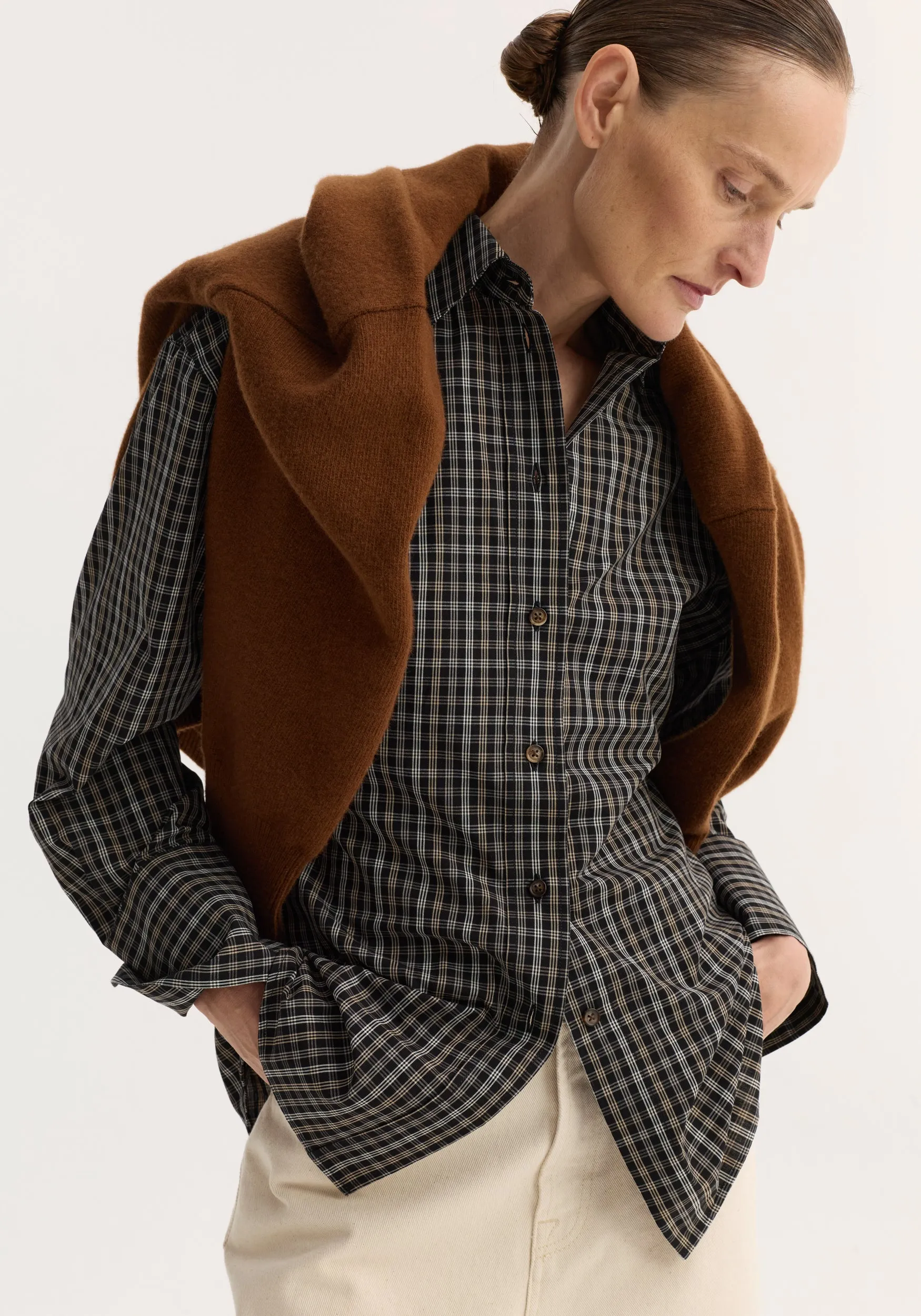 Checked shaped shirt | black / brown check sold by Rohe product image thumbnail 4