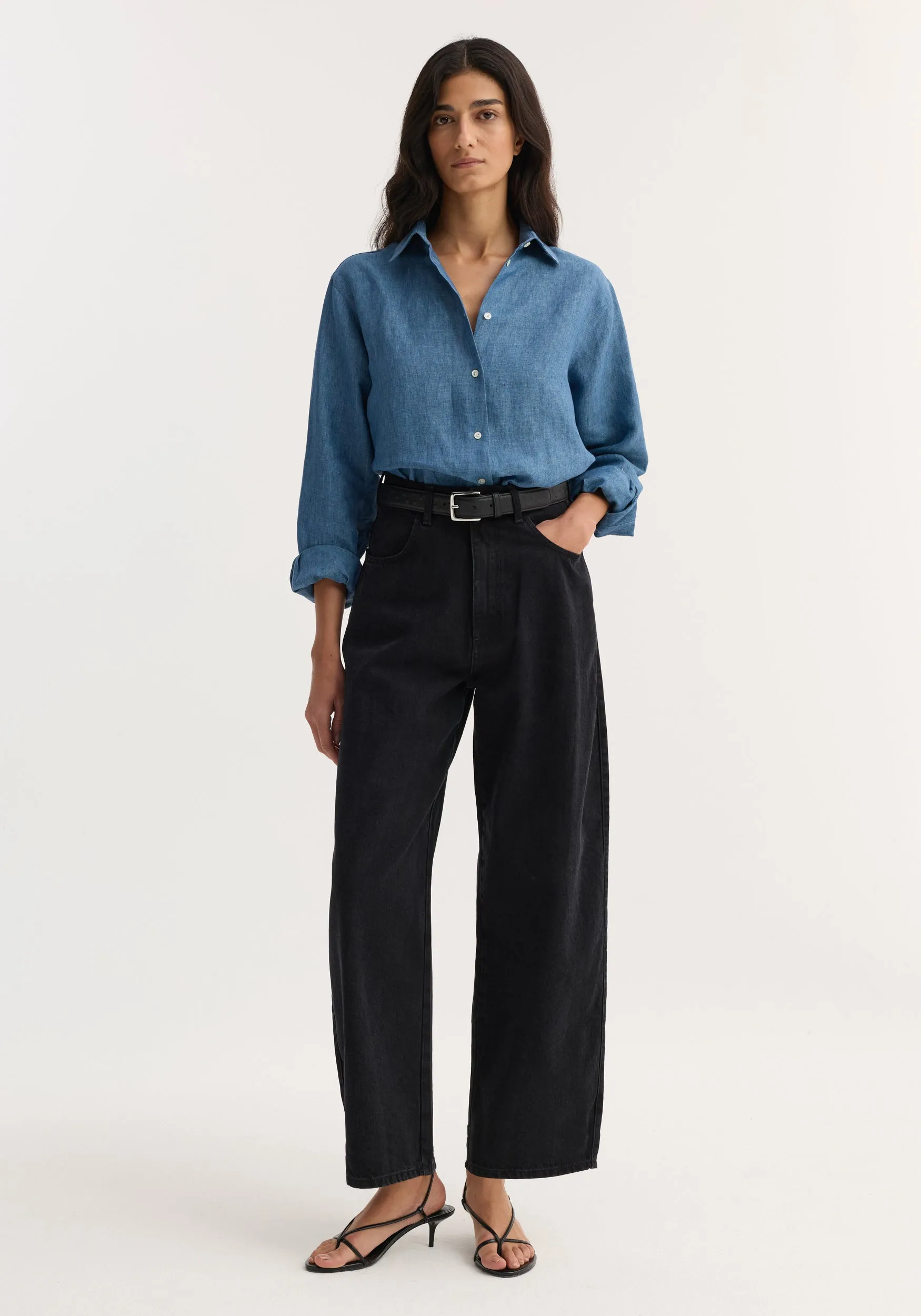 Barrel leg denim | black sold by Rohe