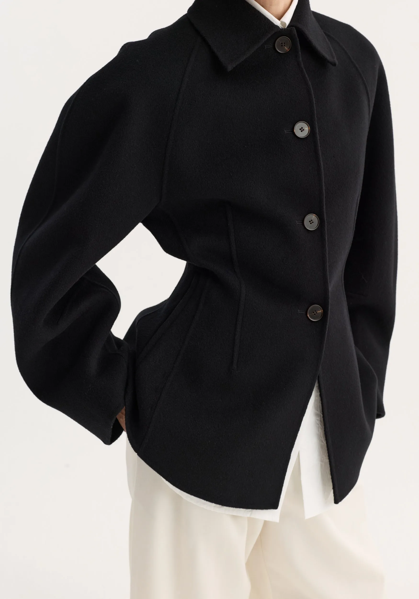 Double-faced sculptural jacket | black sold by Rohe product image thumbnail 3