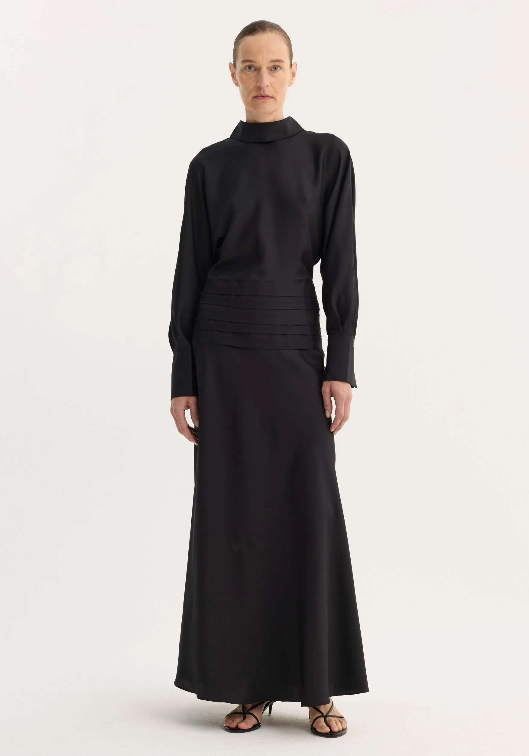 Tuxedo silk dress | black sold by Rohe