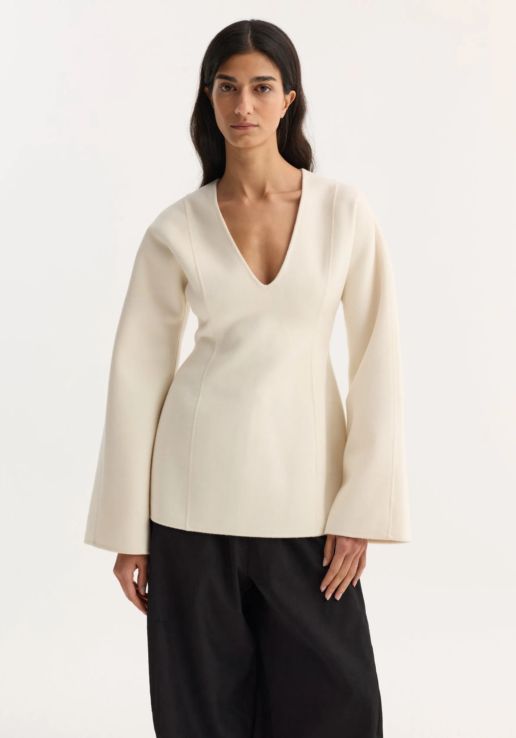 Sculptural long sleeve top | off white sold by Rohe product image thumbnail 2