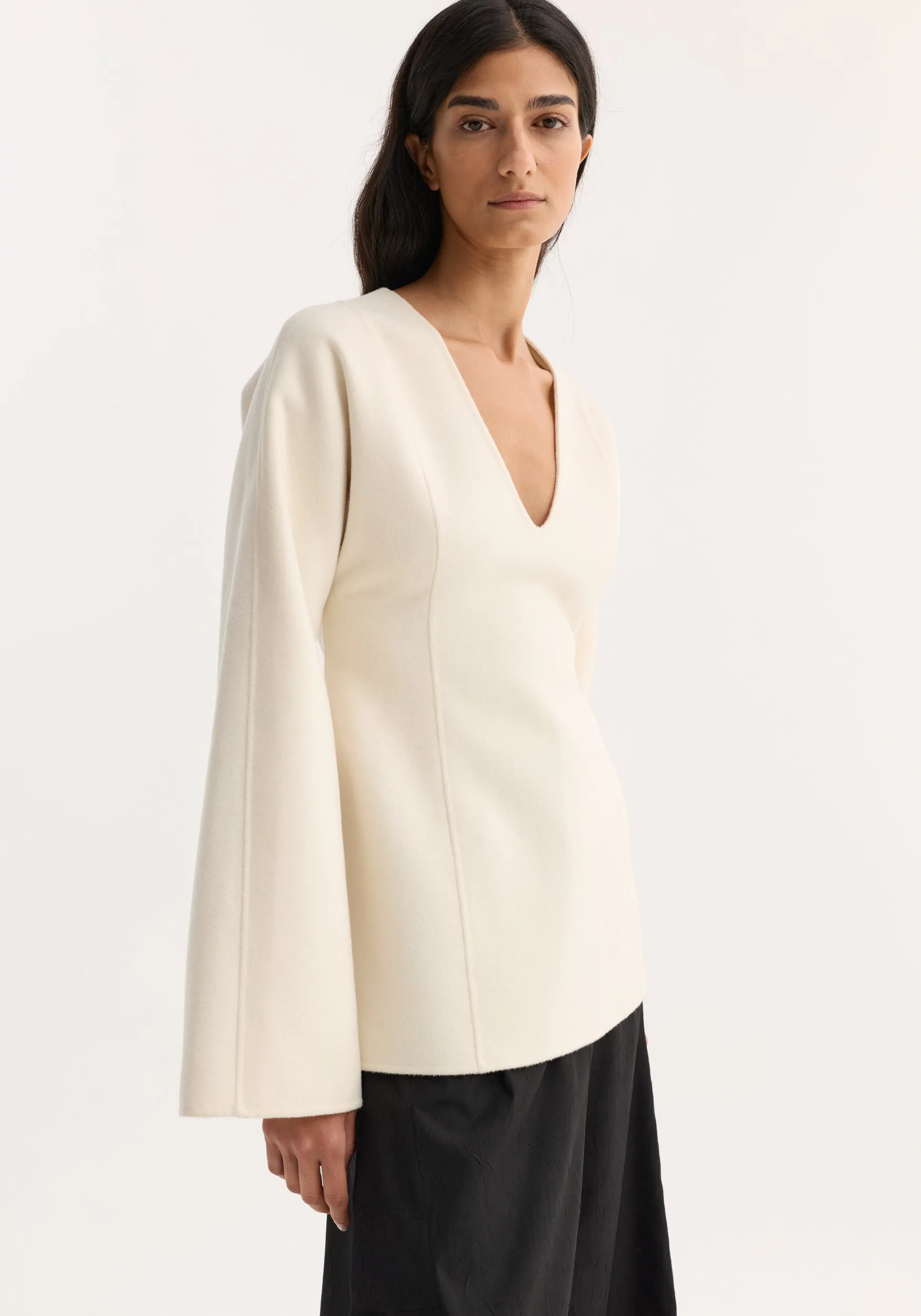 Sculptural long sleeve top | off white sold by Rohe product image thumbnail 3
