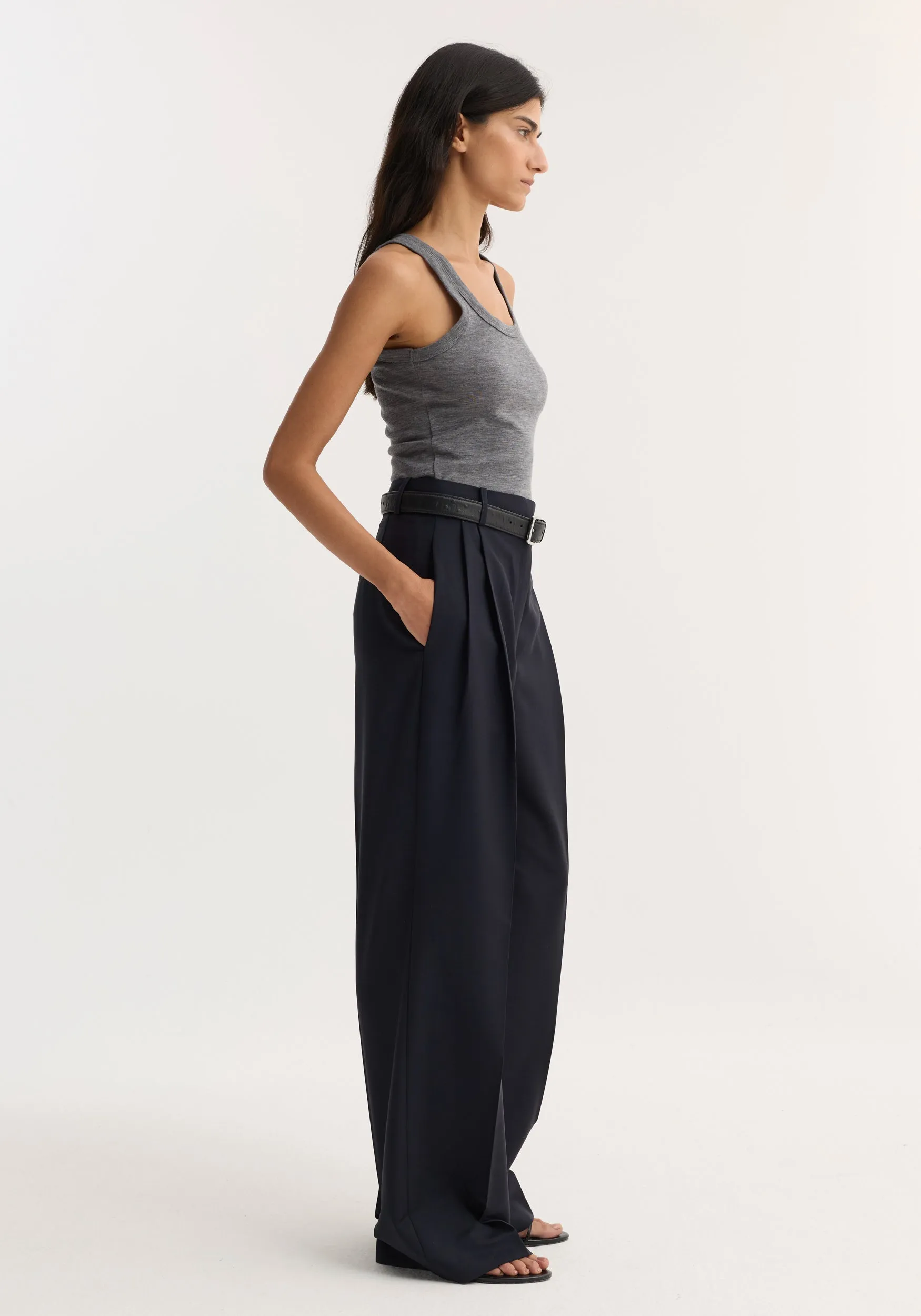 Merino scoop neck top | mid grey melange sold by Rohe product image thumbnail 2